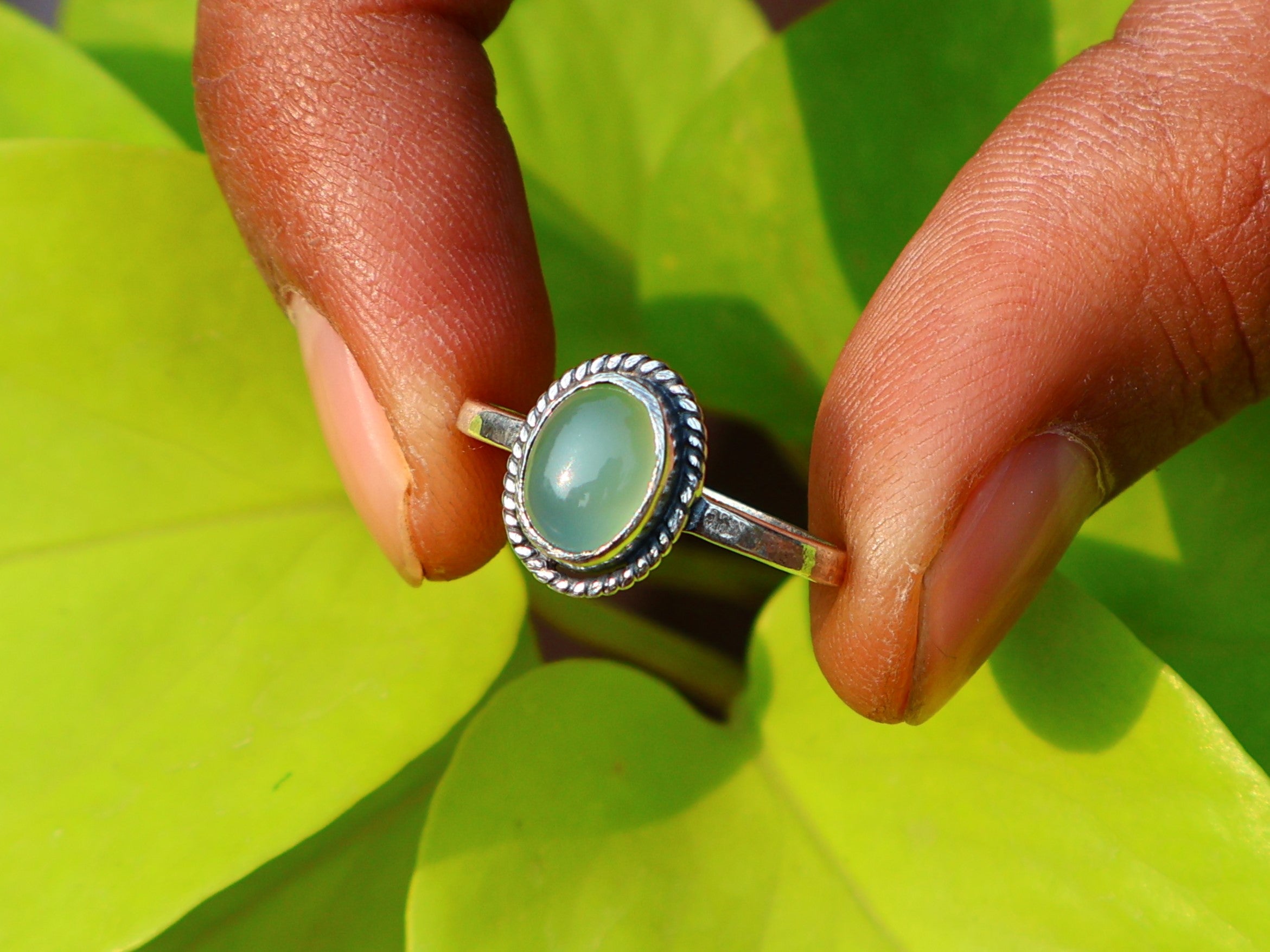 Ovale Aqua Chalcedoon Ring Handgemaakte Zilveren Ring Unieke Ring Geboortesteen Ring 925 Sterling Zilveren Ring Stapelring Cadeau Voor Haar