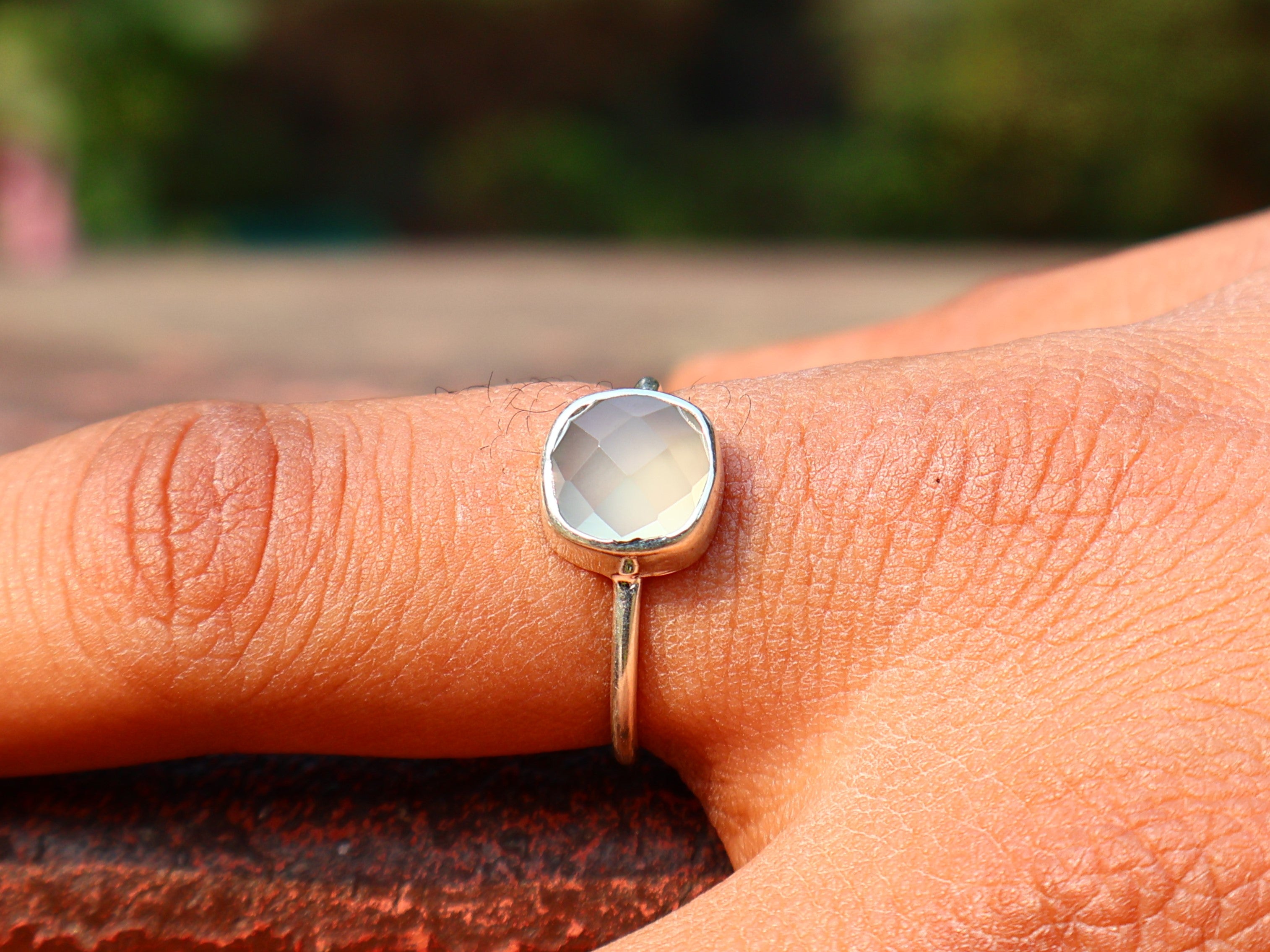 Aqua Chalcedon Ring Quadratischer Edelsteinring Handgemachter Silberring Einzigartiger Ring Geburtssteinring 925 Sterling Silberring