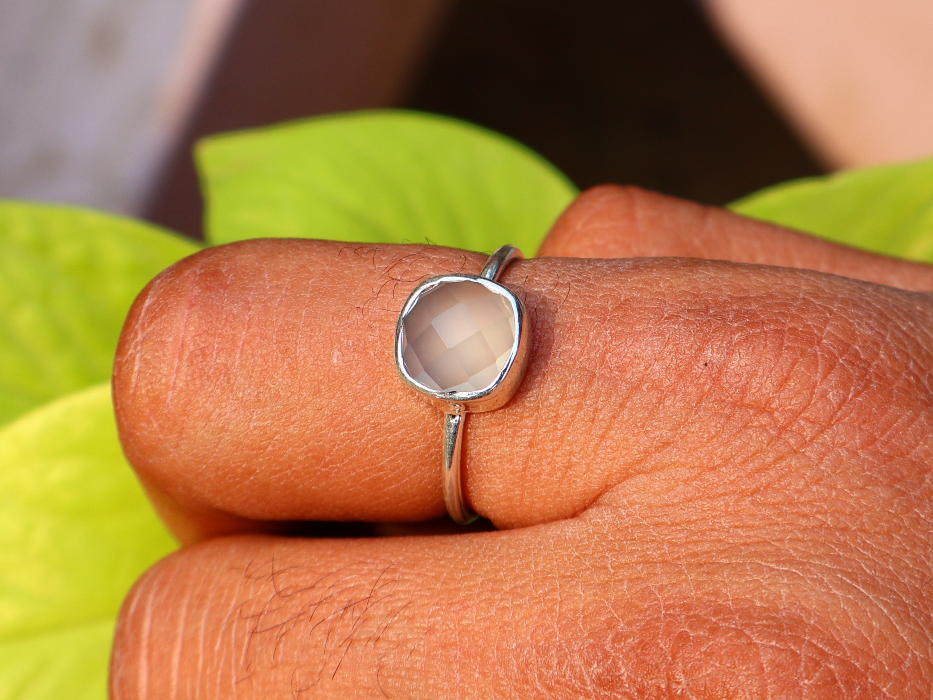 Aqua Chalcedon Ring Quadratischer Edelsteinring Handgemachter Silberring Einzigartiger Ring Geburtssteinring 925 Sterling Silberring