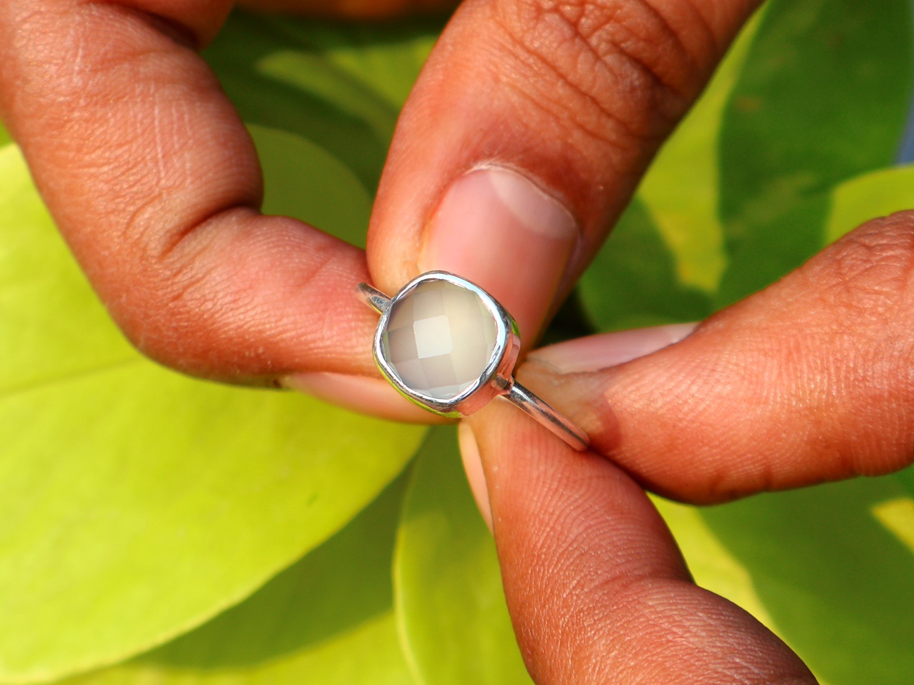 Aqua Chalcedoon Ring Vierkante Edelsteen Ring Handgemaakte Zilveren Ring Unieke Ring Geboortesteen Ring 925 Sterling Zilveren Ring