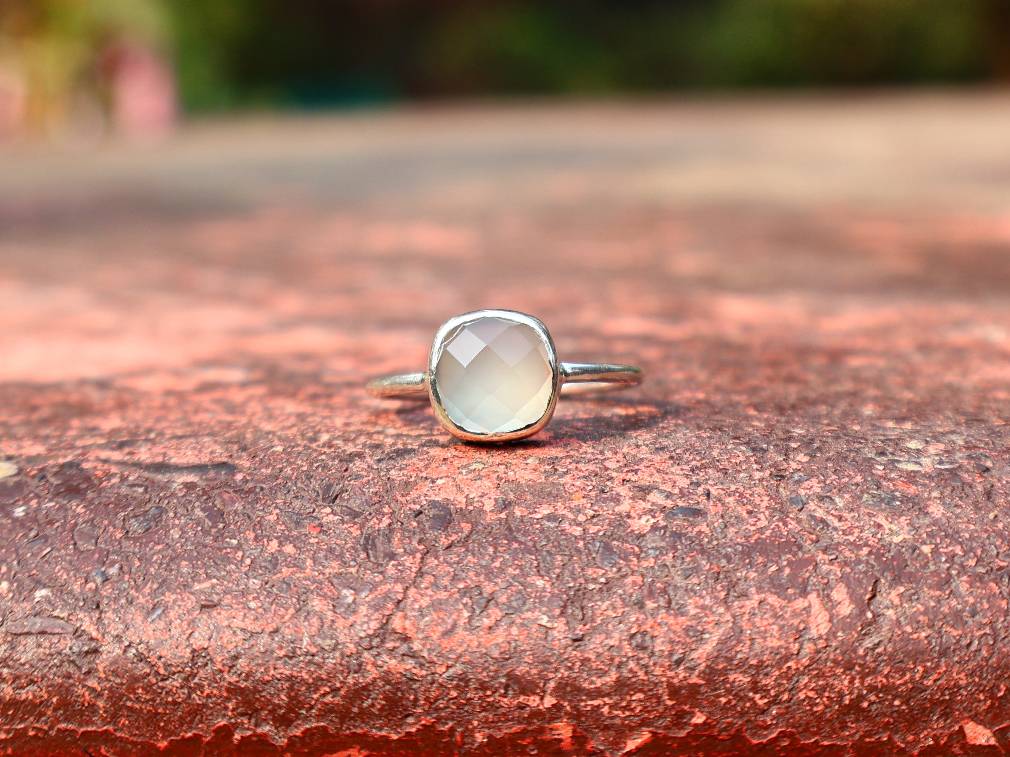 Aqua Chalcedon Ring Quadratischer Edelsteinring Handgemachter Silberring Einzigartiger Ring Geburtssteinring 925 Sterling Silberring