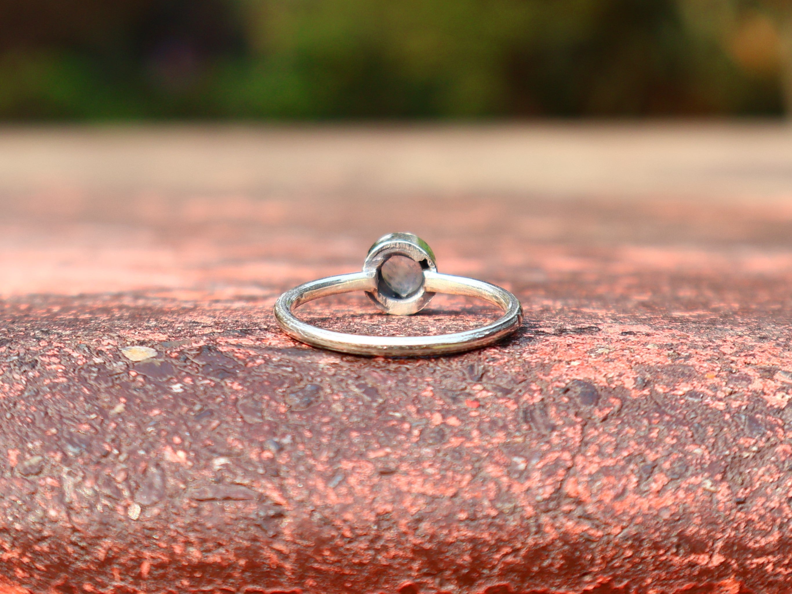 Regenboogmaansteen Ring Dames Ring Stapelring Blauw Vuur Ring Geboortesteen Ronde Edelsteen Ring Sieraden