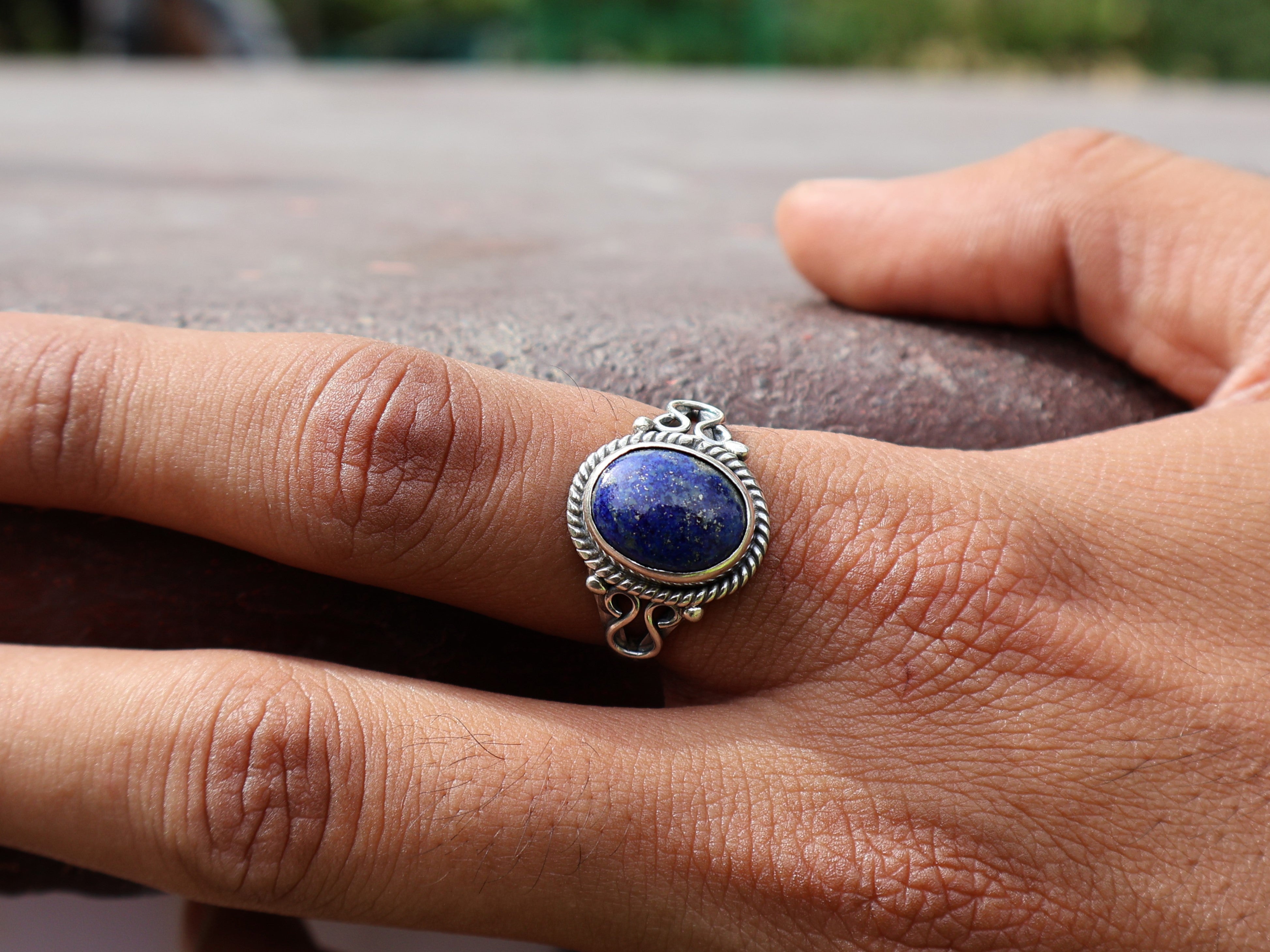 925er Sterling Silber Ring Lapislazuli Ring Zierlicher Silberring Edelsteinring für Frauen Versprechensring