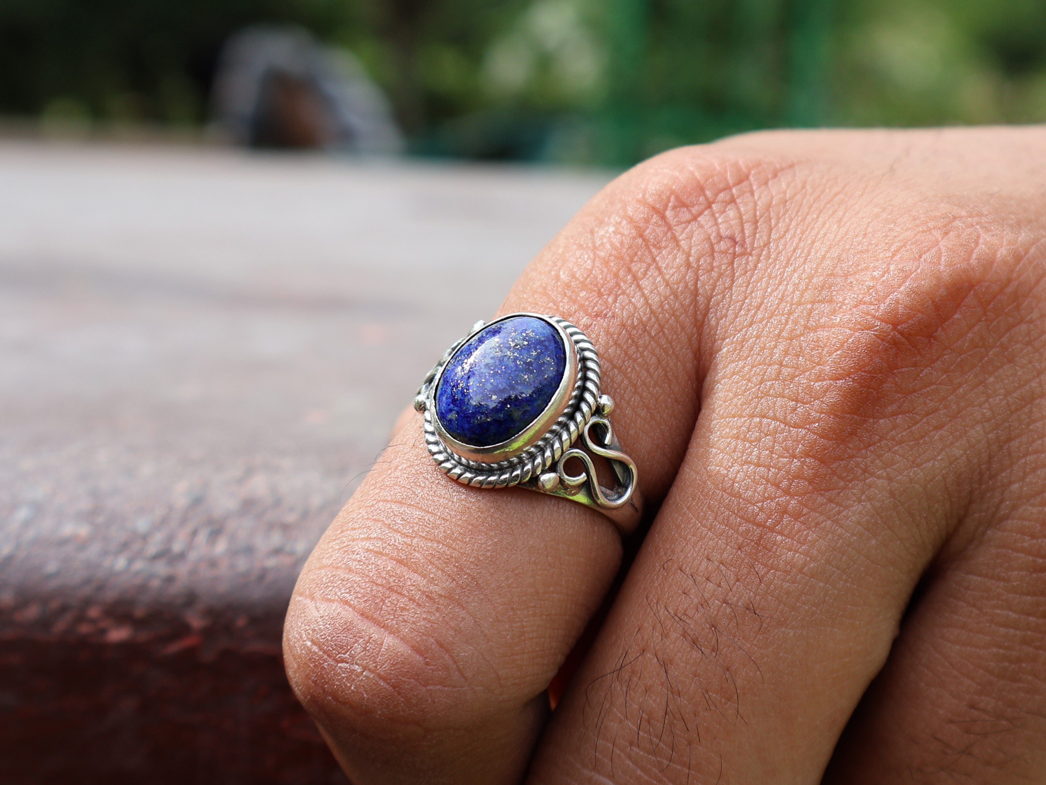 925er Sterling Silber Ring Lapislazuli Ring Zierlicher Silberring Edelsteinring für Frauen Versprechensring