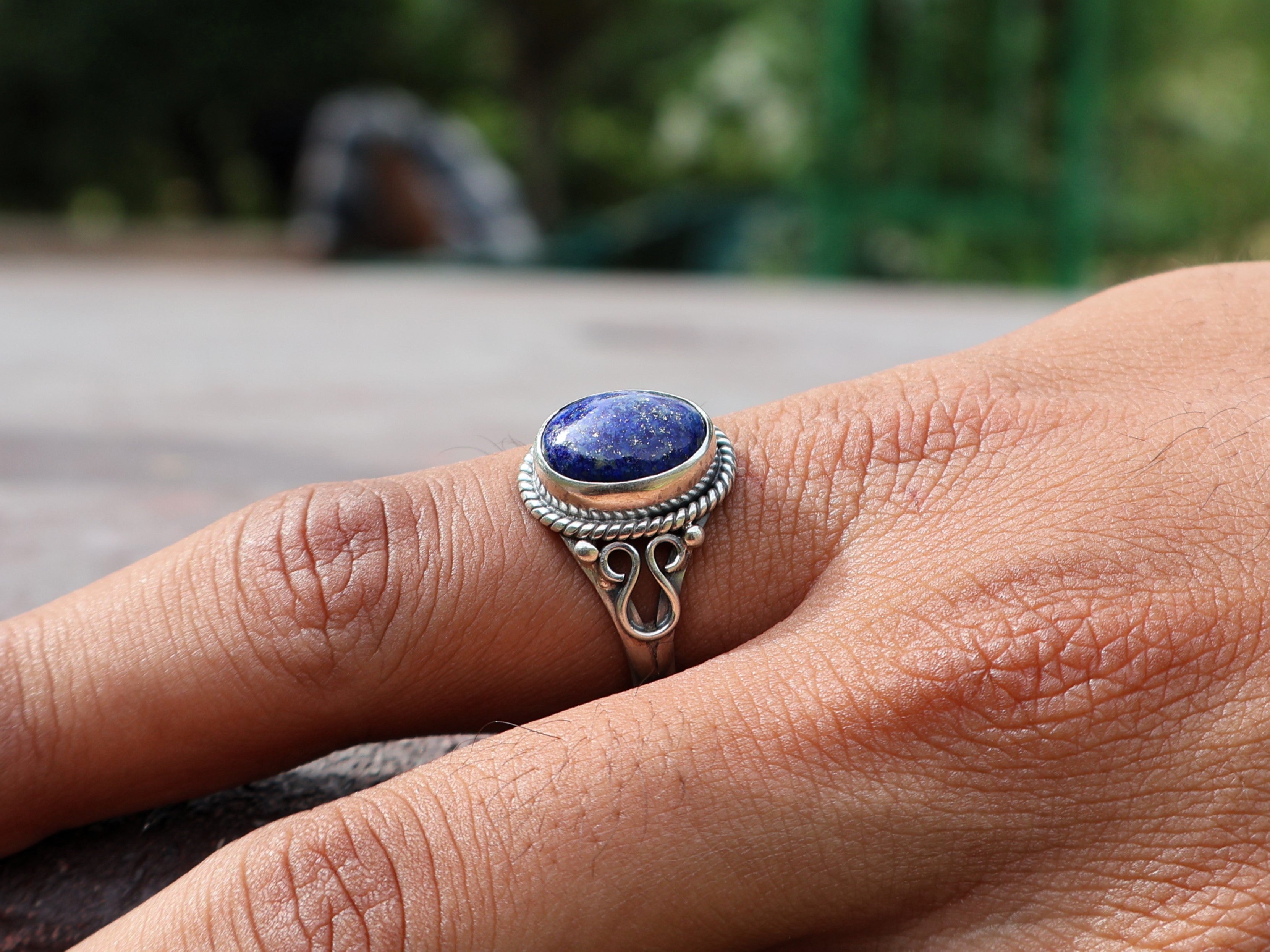 925er Sterling Silber Ring Lapislazuli Ring Zierlicher Silberring Edelsteinring für Frauen Versprechensring