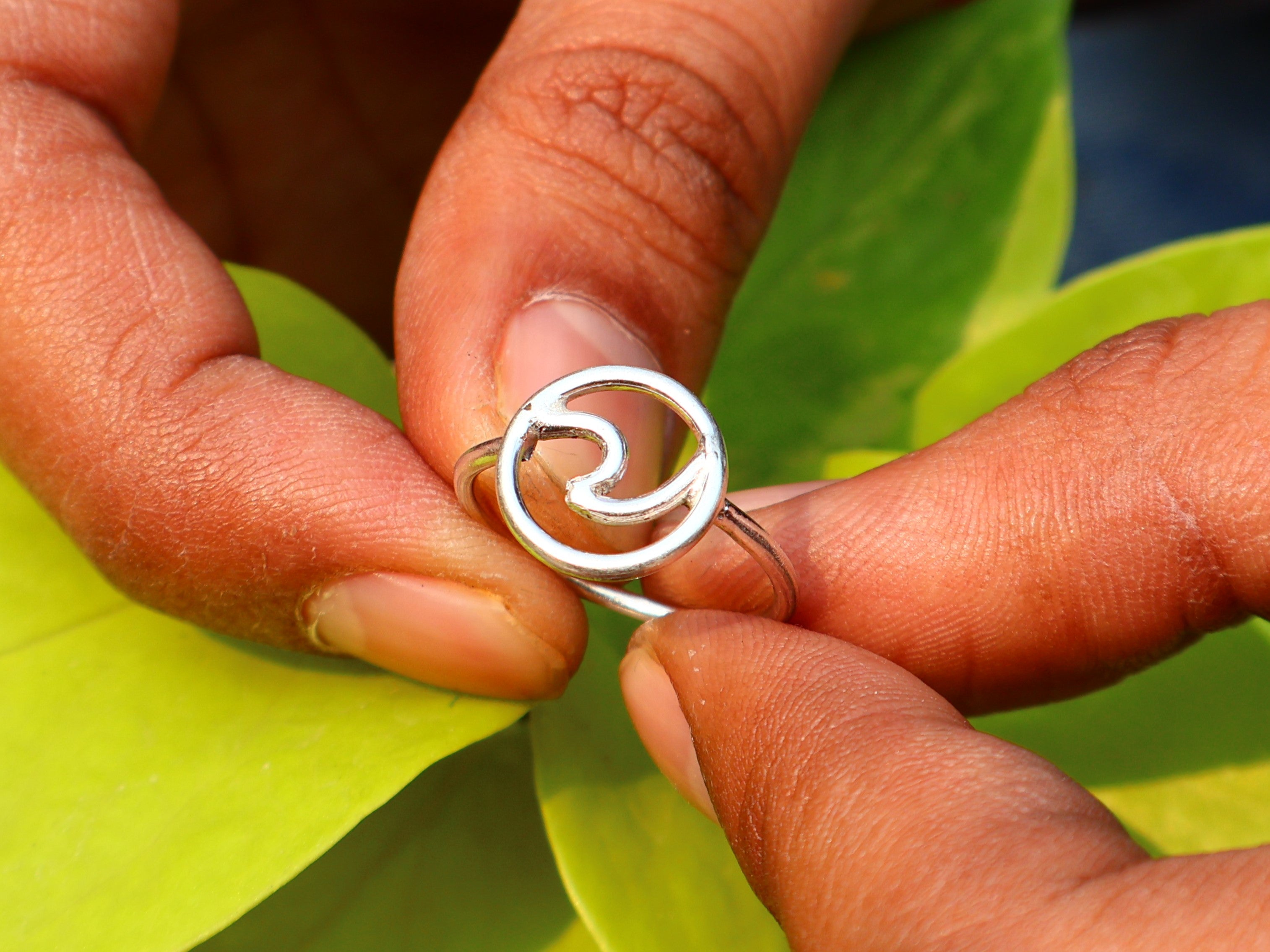 Silberner Wellenring 925 Sterling Silber Ozeanring Strandring Handgemachter Stapelring Boho Ring Geschenk Für Sie