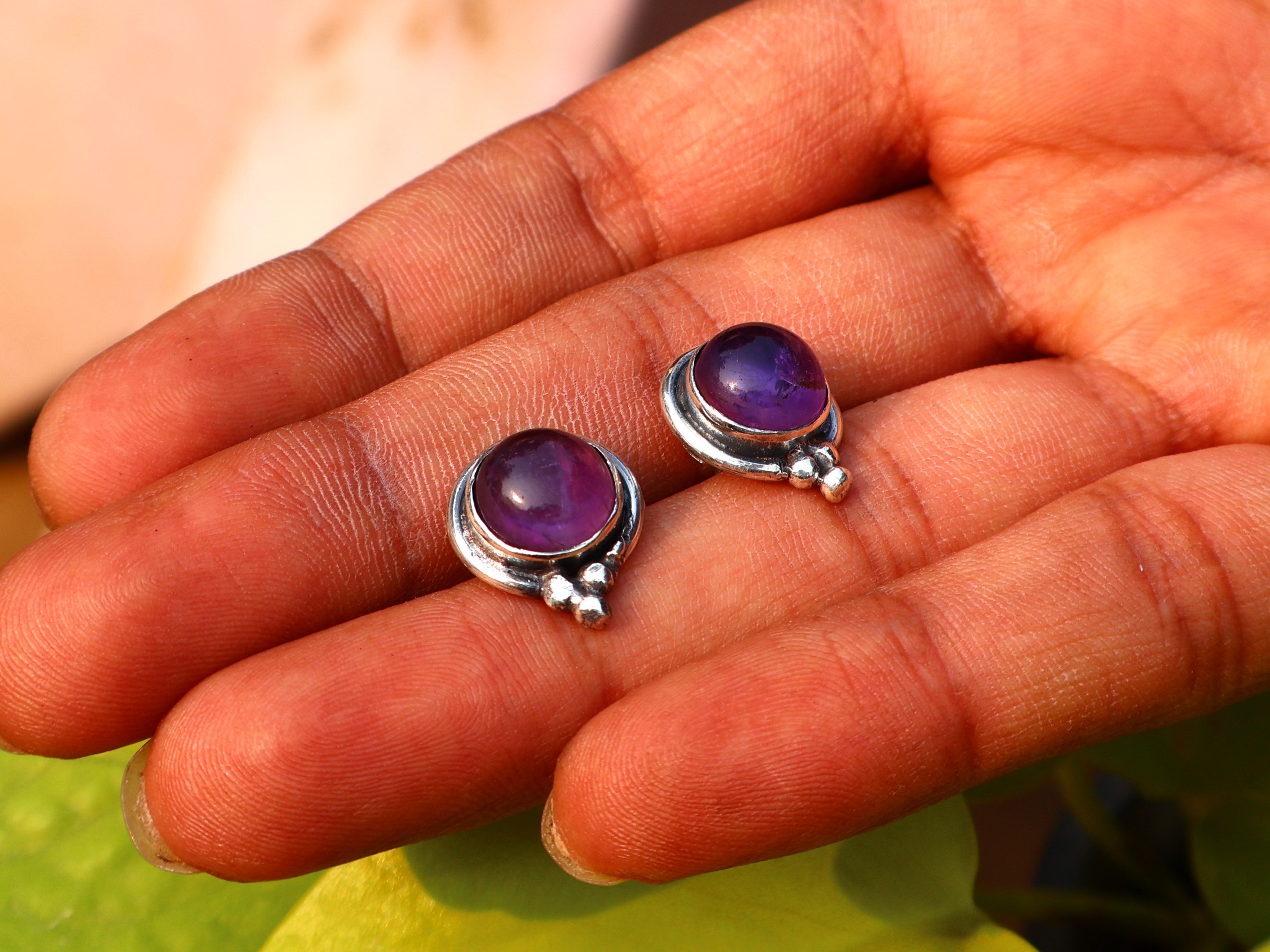 Amethyst-Ohrstecker Silberohrringe Sterling Silber 925 Ohrstecker Alltags-Ohrring Geschenk für sie