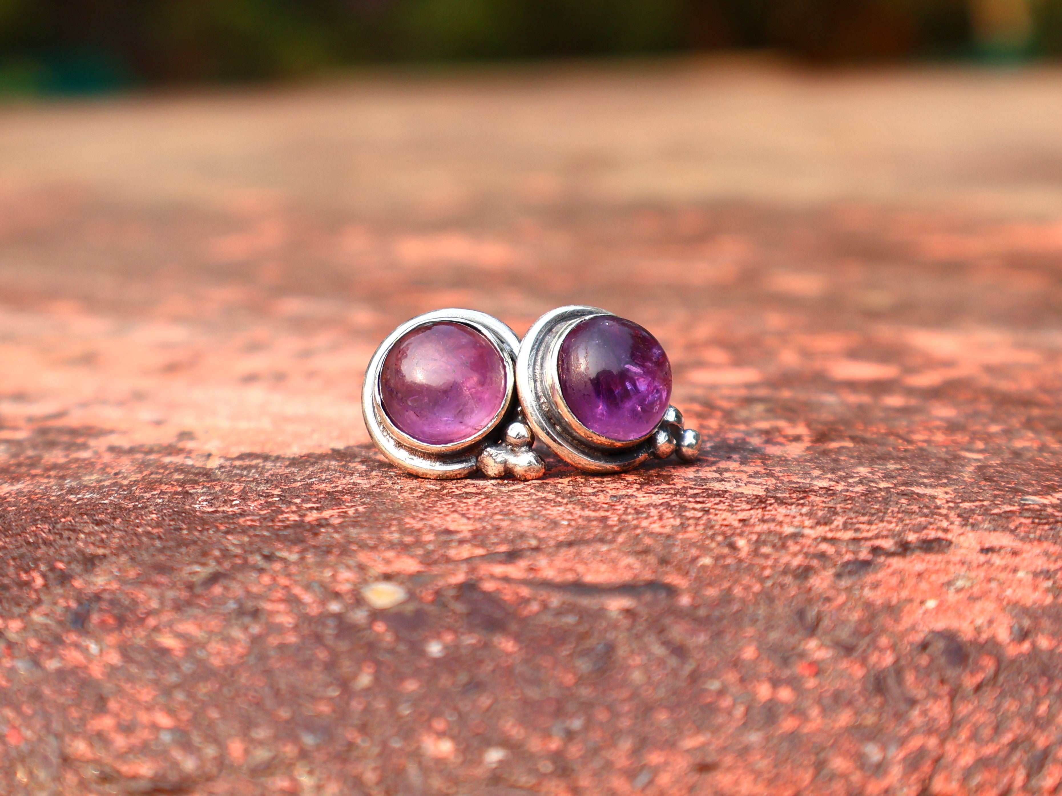 Amethyst-Ohrstecker Silberohrringe Sterling Silber 925 Ohrstecker Alltags-Ohrring Geschenk für sie