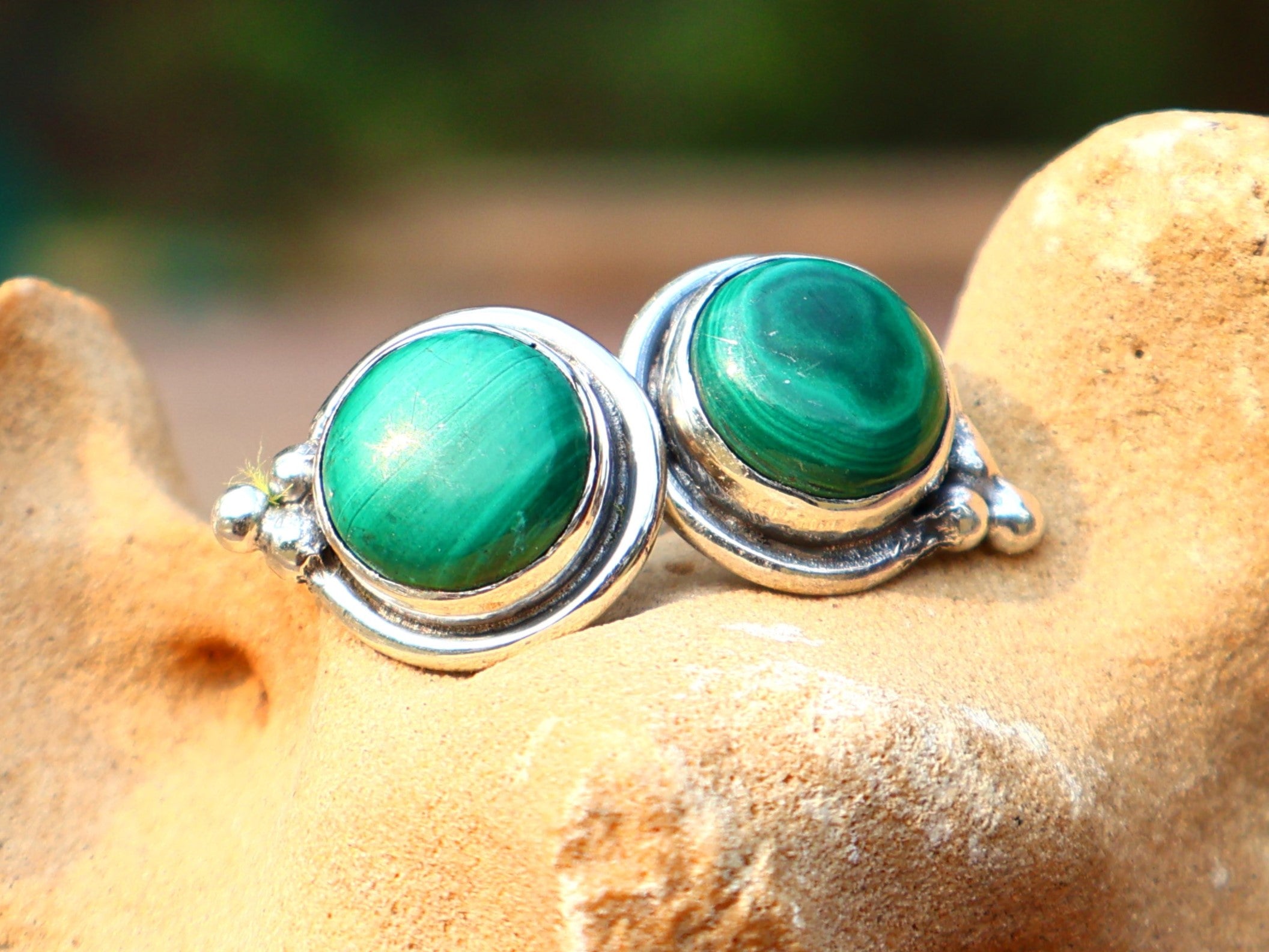 Malachit Ohrstecker 925 Sterling Silber Ohrring Alltags-Ohrring Geschenk für Sie Ohrstecker Boho Stecker