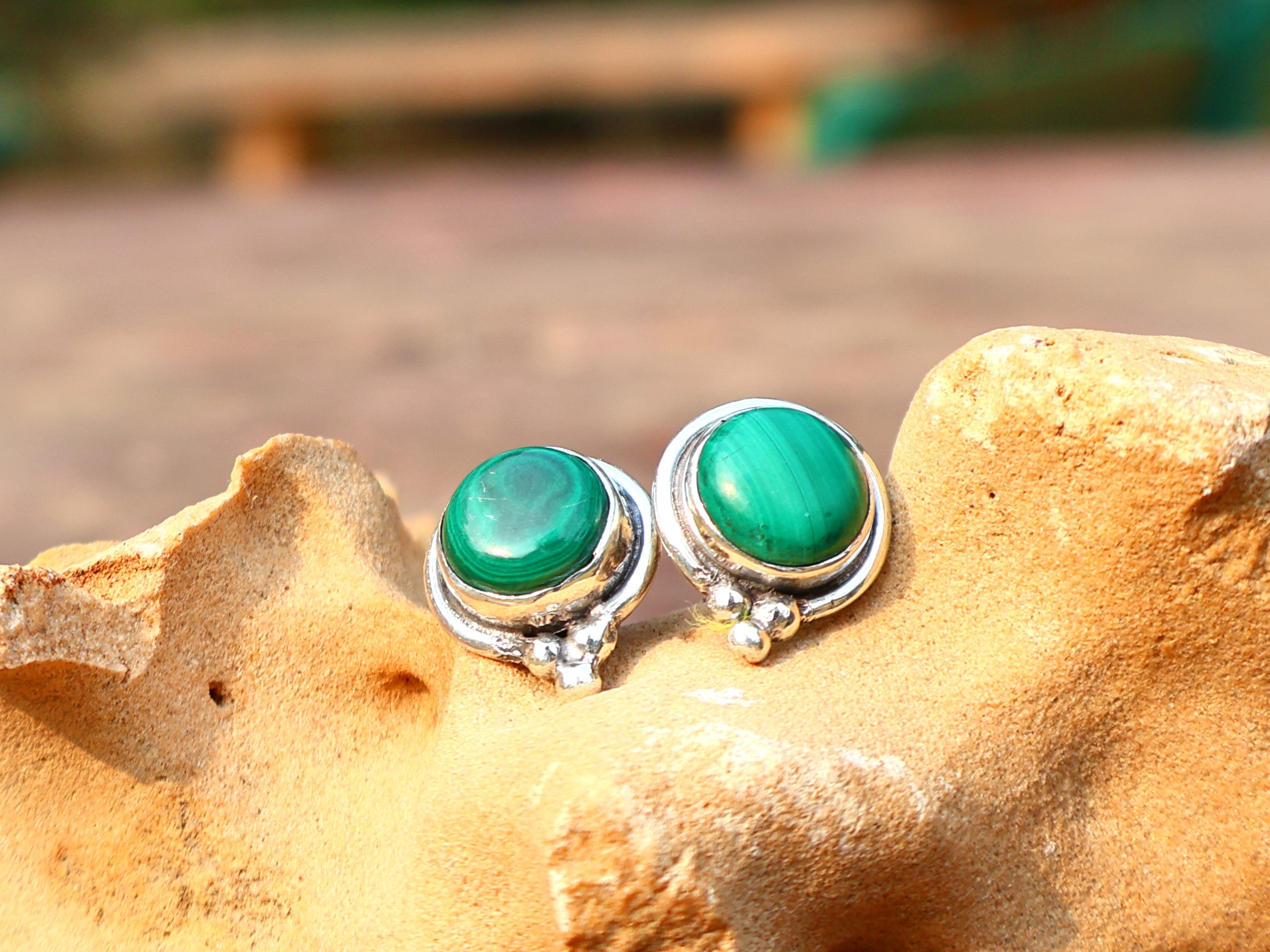 Malachit Ohrstecker 925 Sterling Silber Ohrring Alltags-Ohrring Geschenk für Sie Ohrstecker Boho Stecker