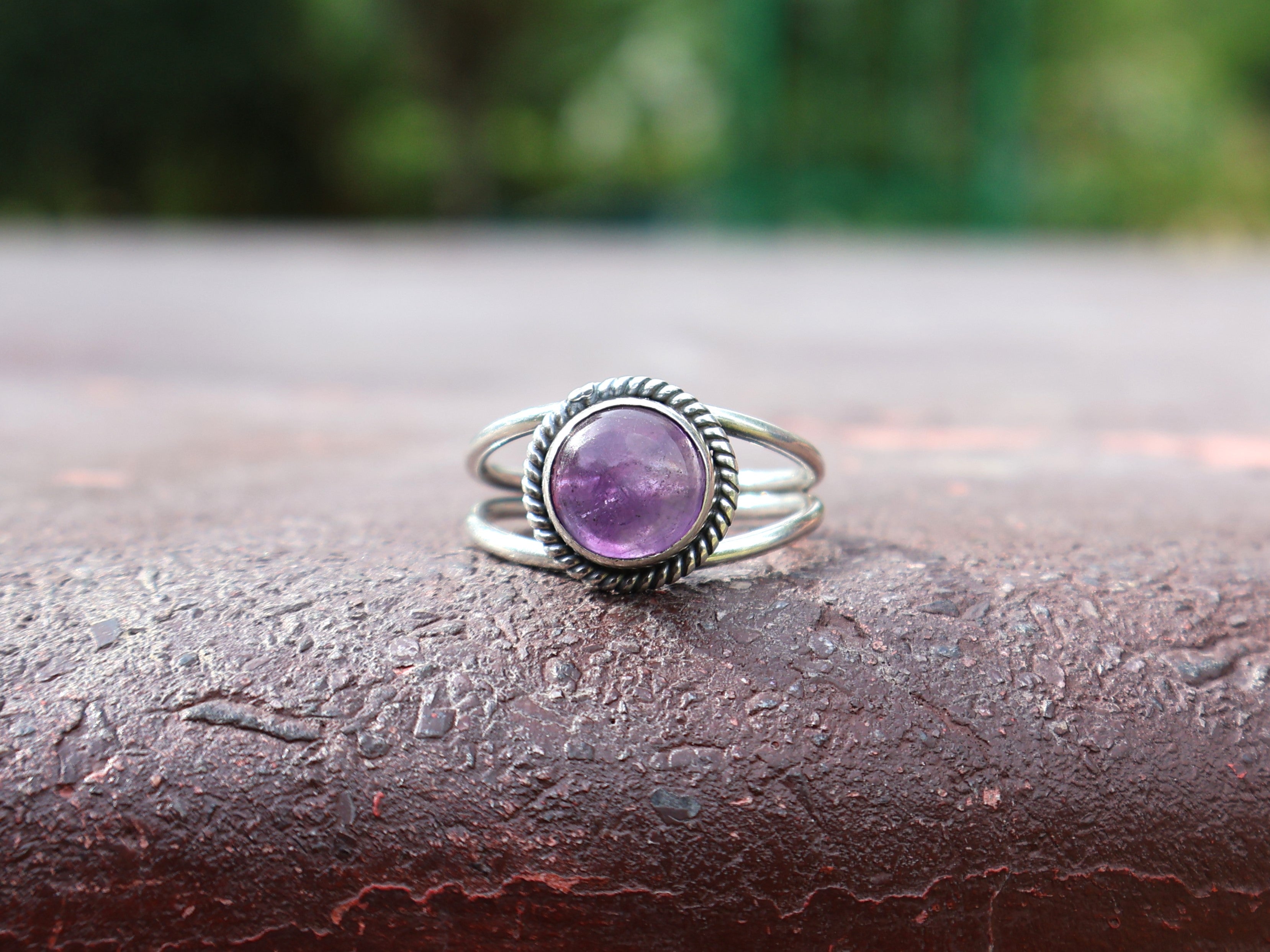 Echte Amethist Ring 925 Sterling Zilver Februari Maand Geboortesteen Ronde Amethist Designer Ring Cadeau Voor Haar