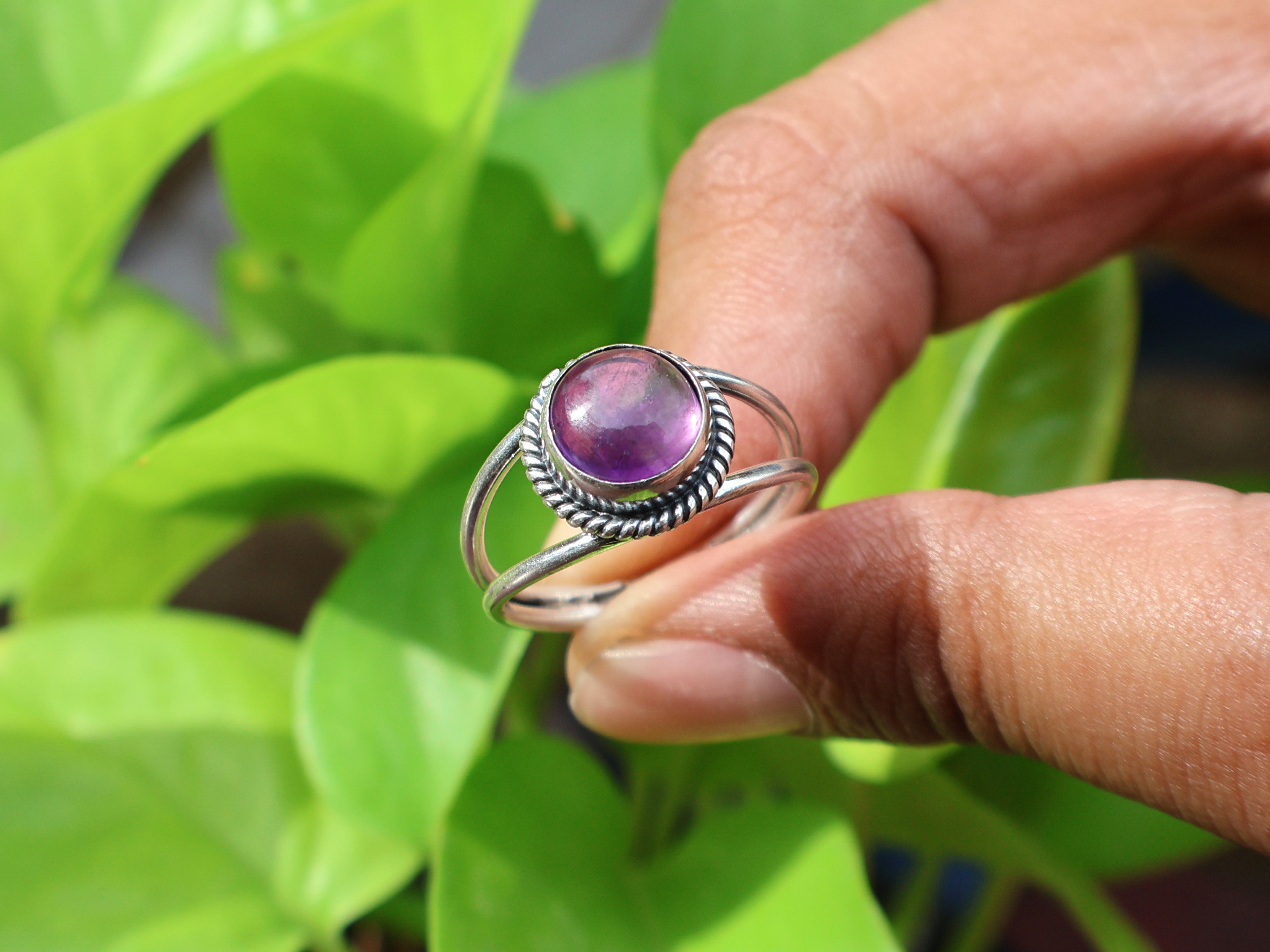 Echter Amethyst Ring 925 Sterling Silber Februar Geburtsstein Runder Amethyst Designer Ring Geschenk für Sie
