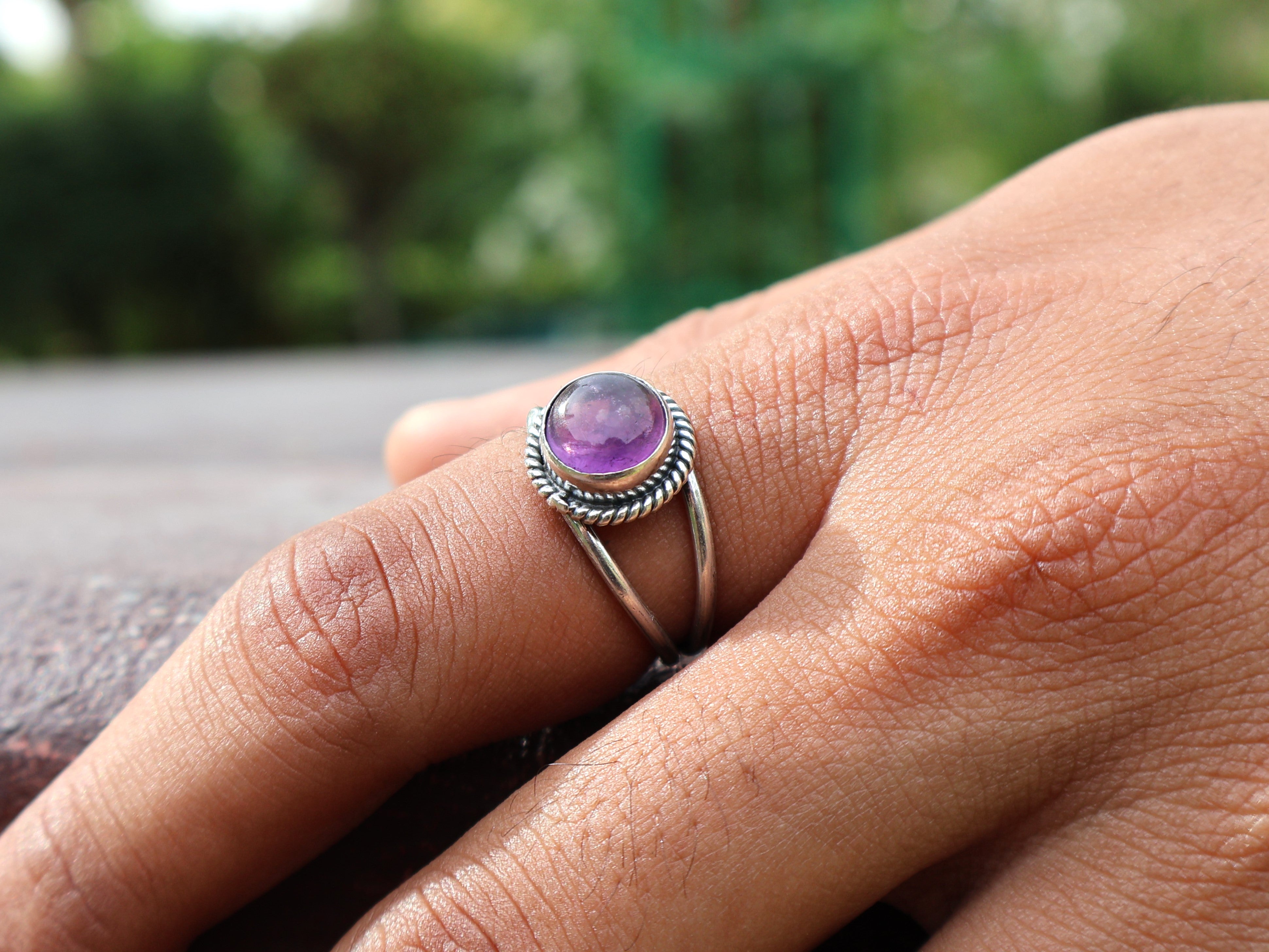Echter Amethyst Ring 925 Sterling Silber Februar Geburtsstein Runder Amethyst Designer Ring Geschenk für Sie