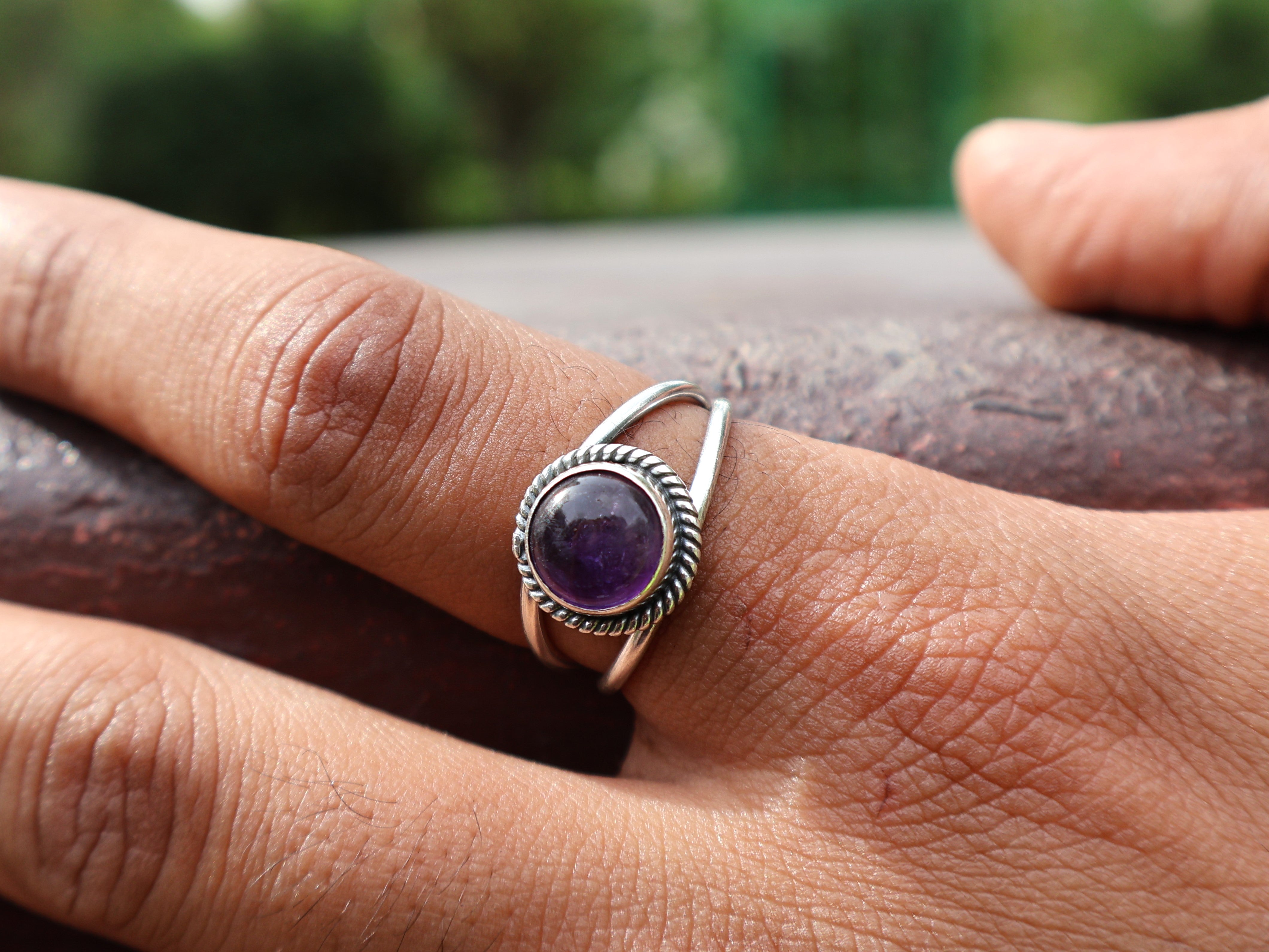 Echter Amethyst Ring 925 Sterling Silber Februar Geburtsstein Runder Amethyst Designer Ring Geschenk für Sie