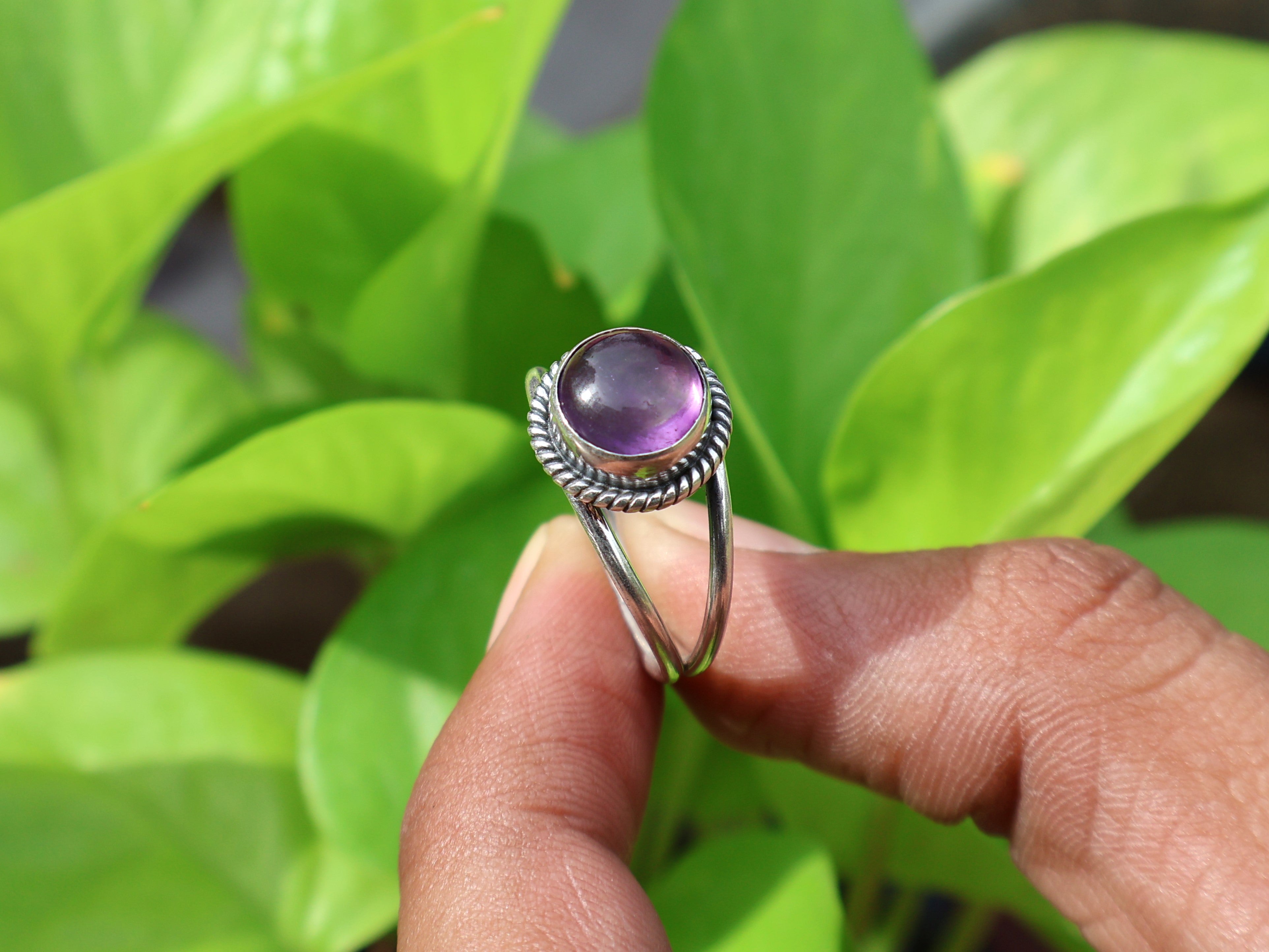 Echter Amethyst Ring 925 Sterling Silber Februar Geburtsstein Runder Amethyst Designer Ring Geschenk für Sie