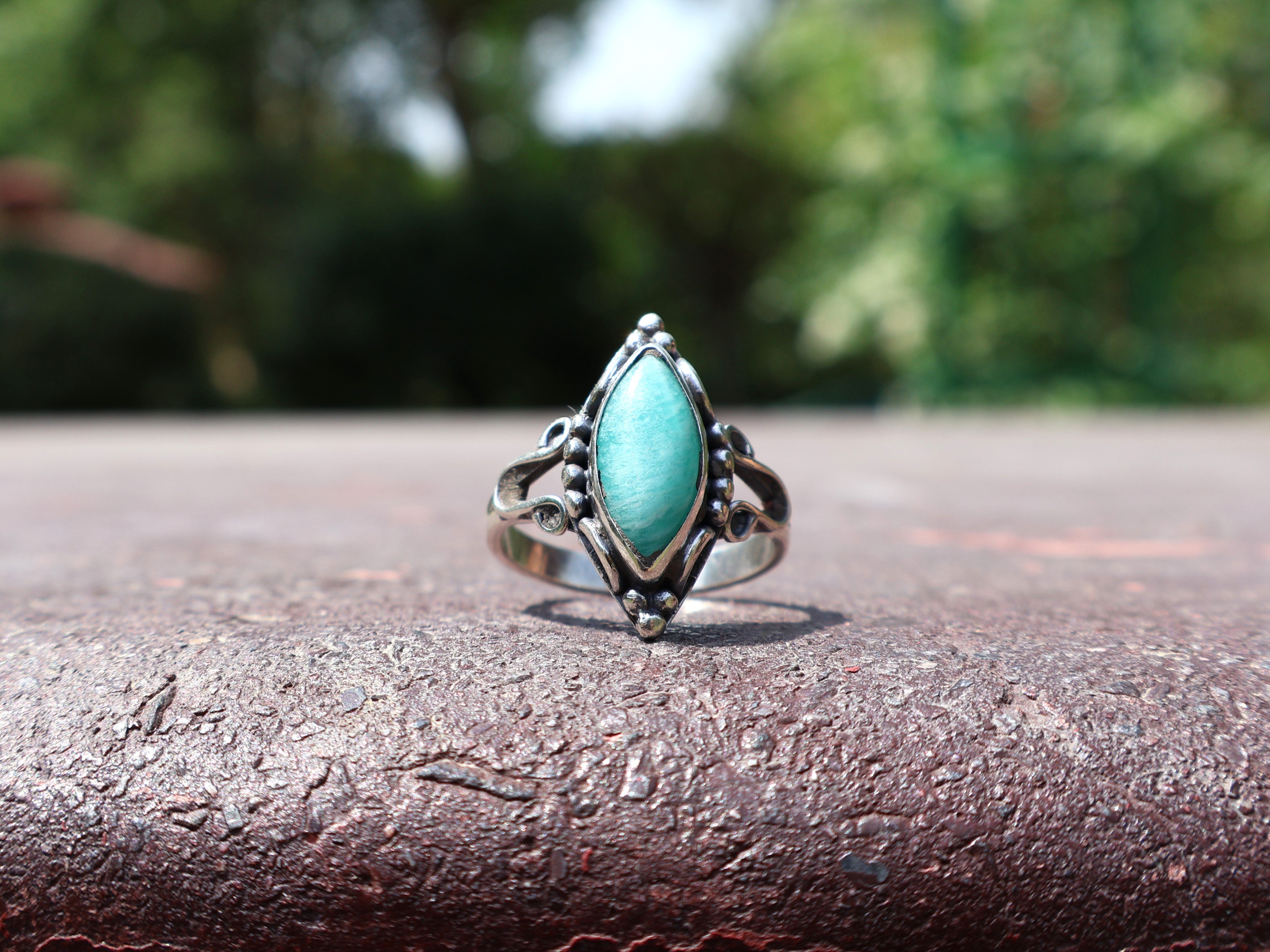 Amazonite Ring 925 Sterling Silver Ring Marquise Gemstone Ring Birthstone Ring Unique Ring Gift For Her