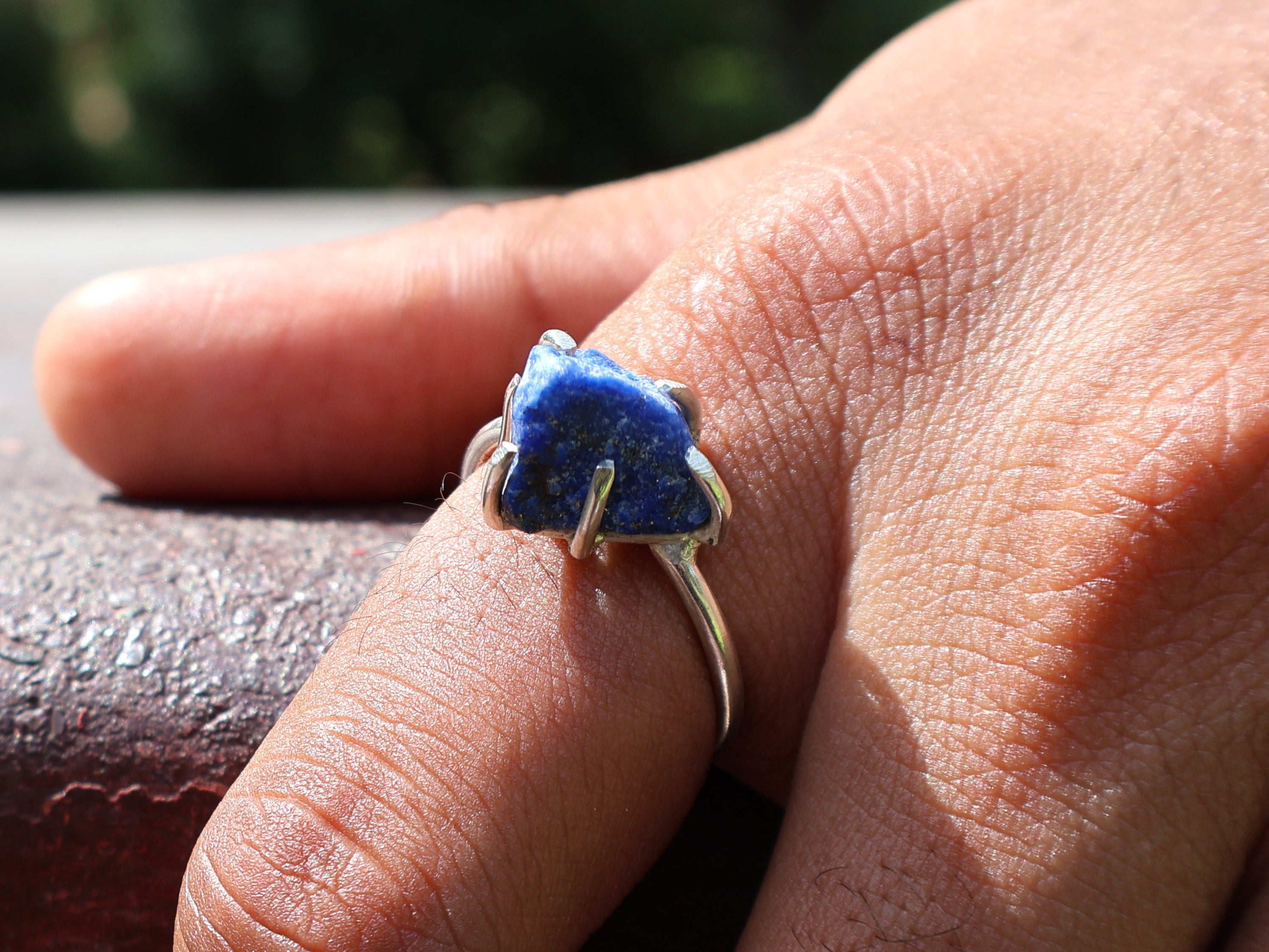 Roh Lapislazuli Ring 925 Sterling Silber Ring Zierlicher Silber Lapislazuli Edelstein Geschenk Ring für Frauen Verlobungsring