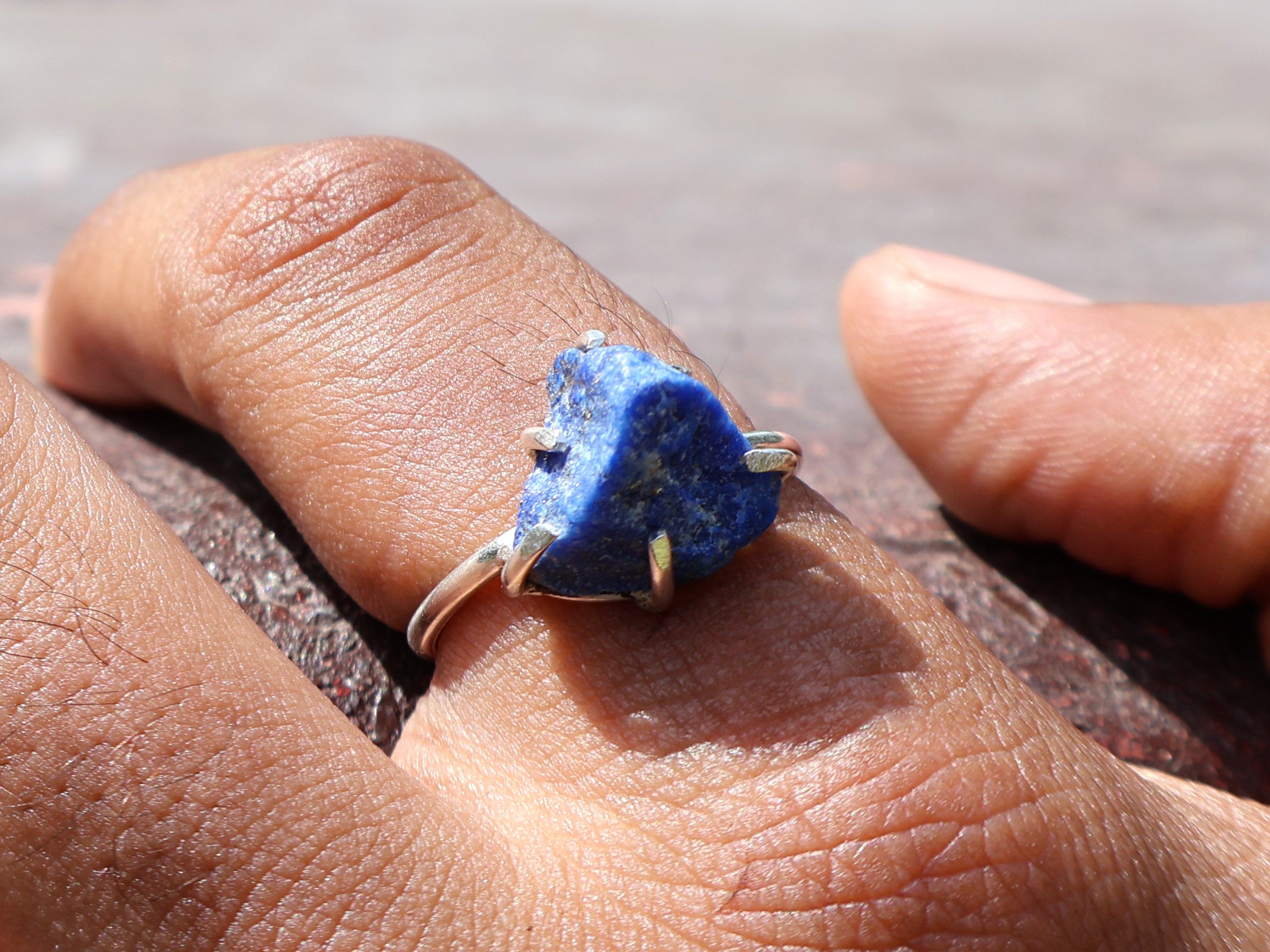 Roh Lapislazuli Ring 925 Sterling Silber Ring Zierlicher Silber Lapislazuli Edelstein Geschenk Ring für Frauen Verlobungsring