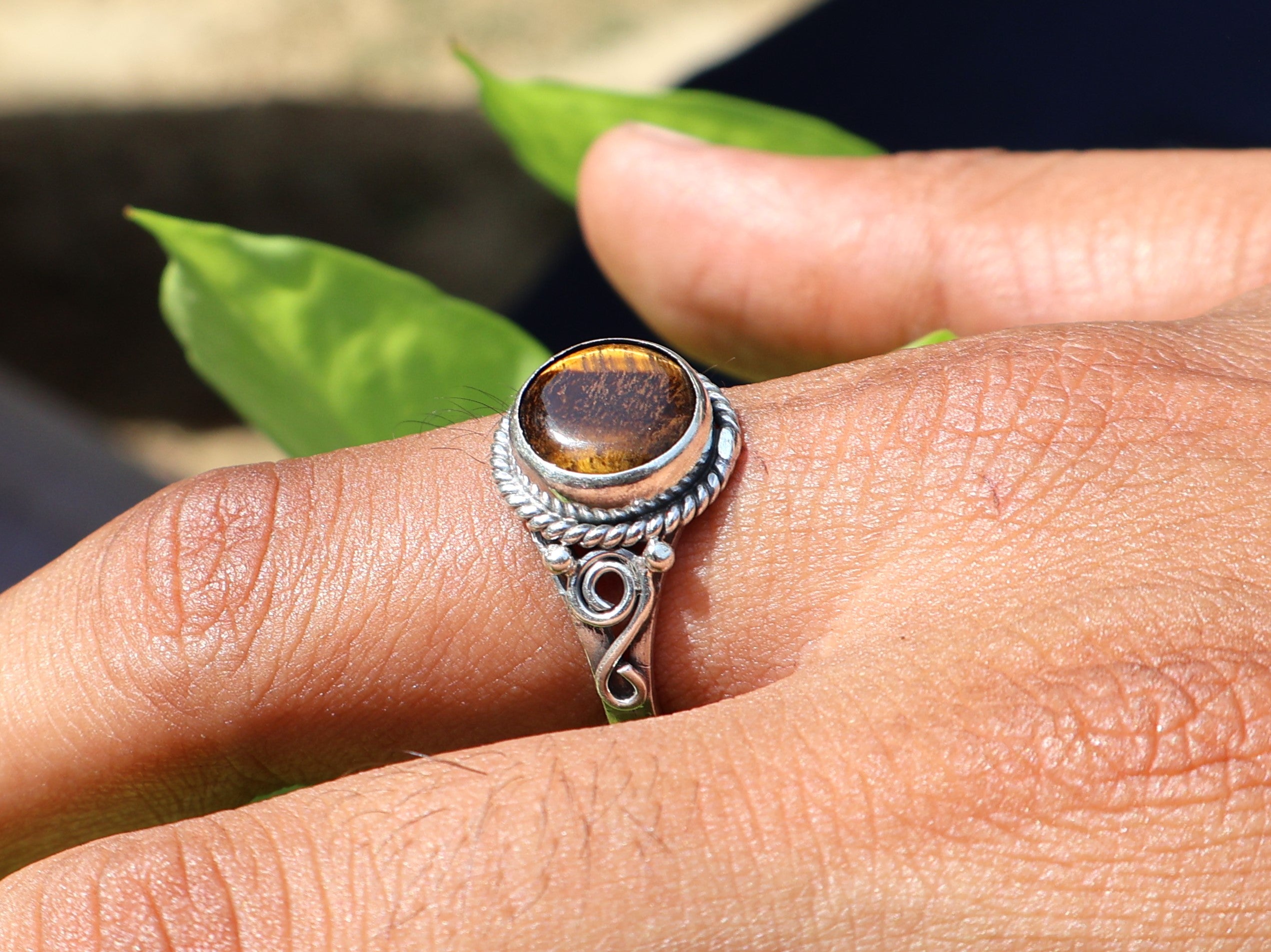 Natur Tigerauge Ring 925 Sterling Silber Ring Damen Ring Böhmischer Ring Zigeuner Ring Geschenk für Sie