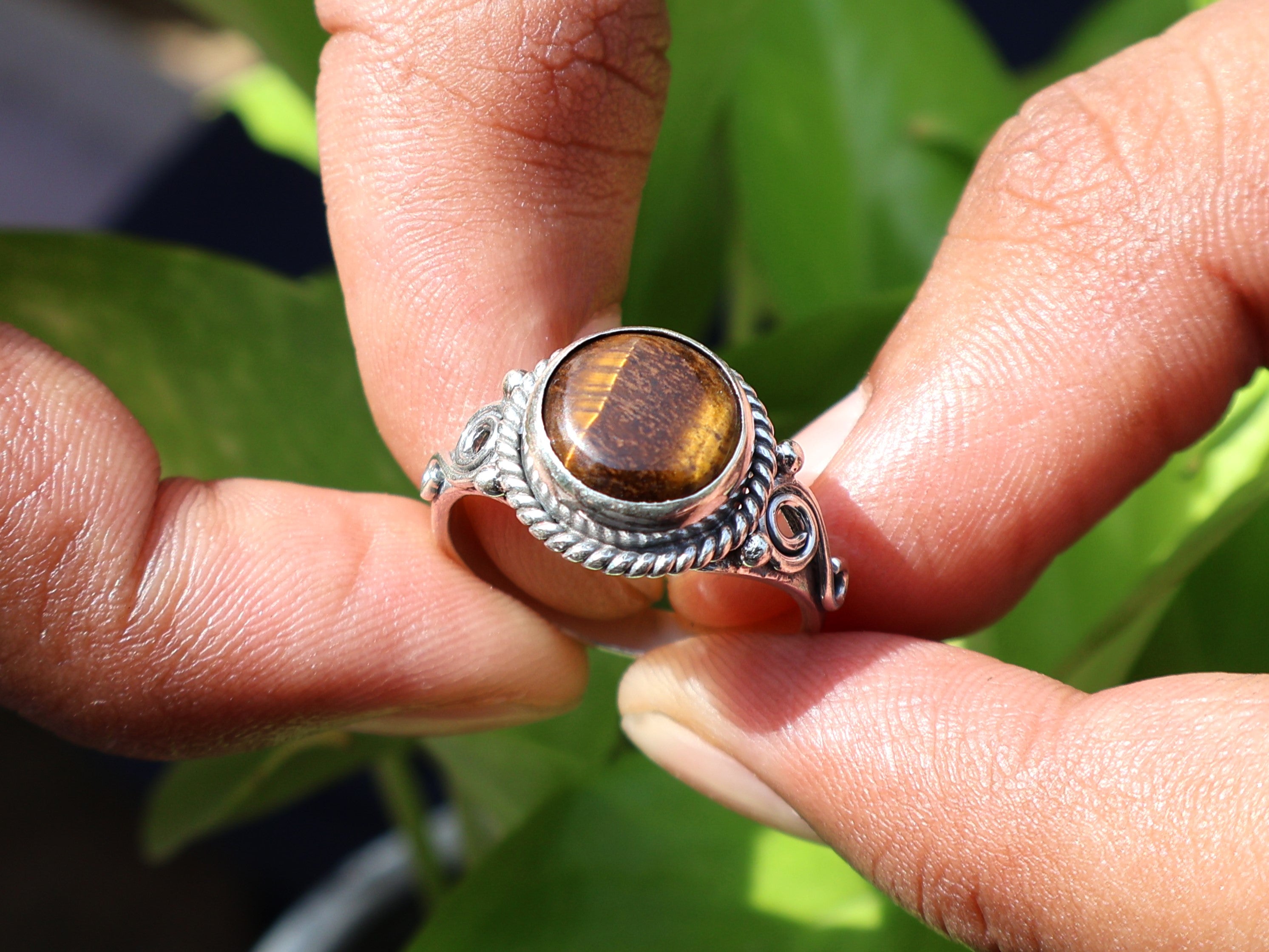 Natur Tigerauge Ring 925 Sterling Silber Ring Damen Ring Böhmischer Ring Zigeuner Ring Geschenk für Sie