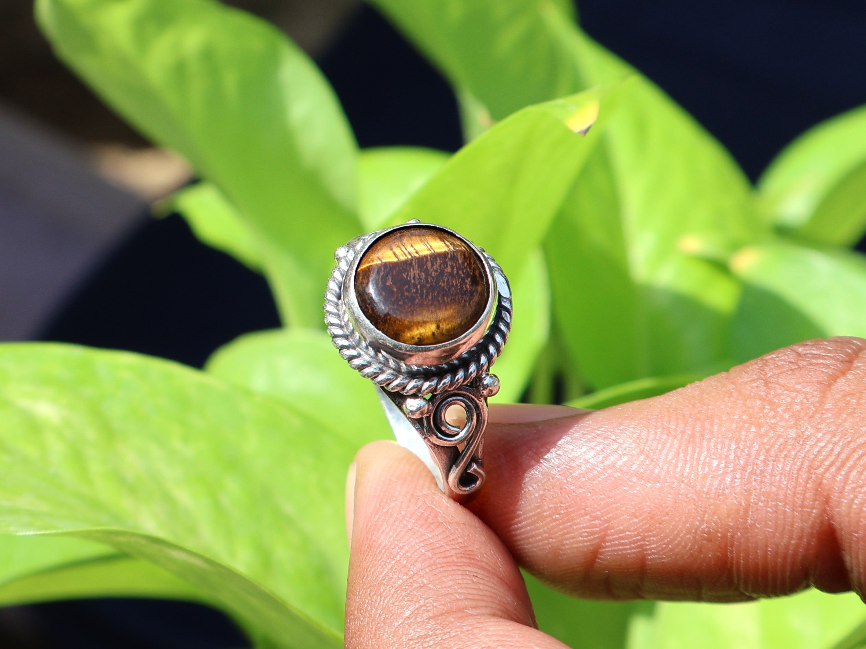 Natur Tigerauge Ring 925 Sterling Silber Ring Damen Ring Böhmischer Ring Zigeuner Ring Geschenk für Sie