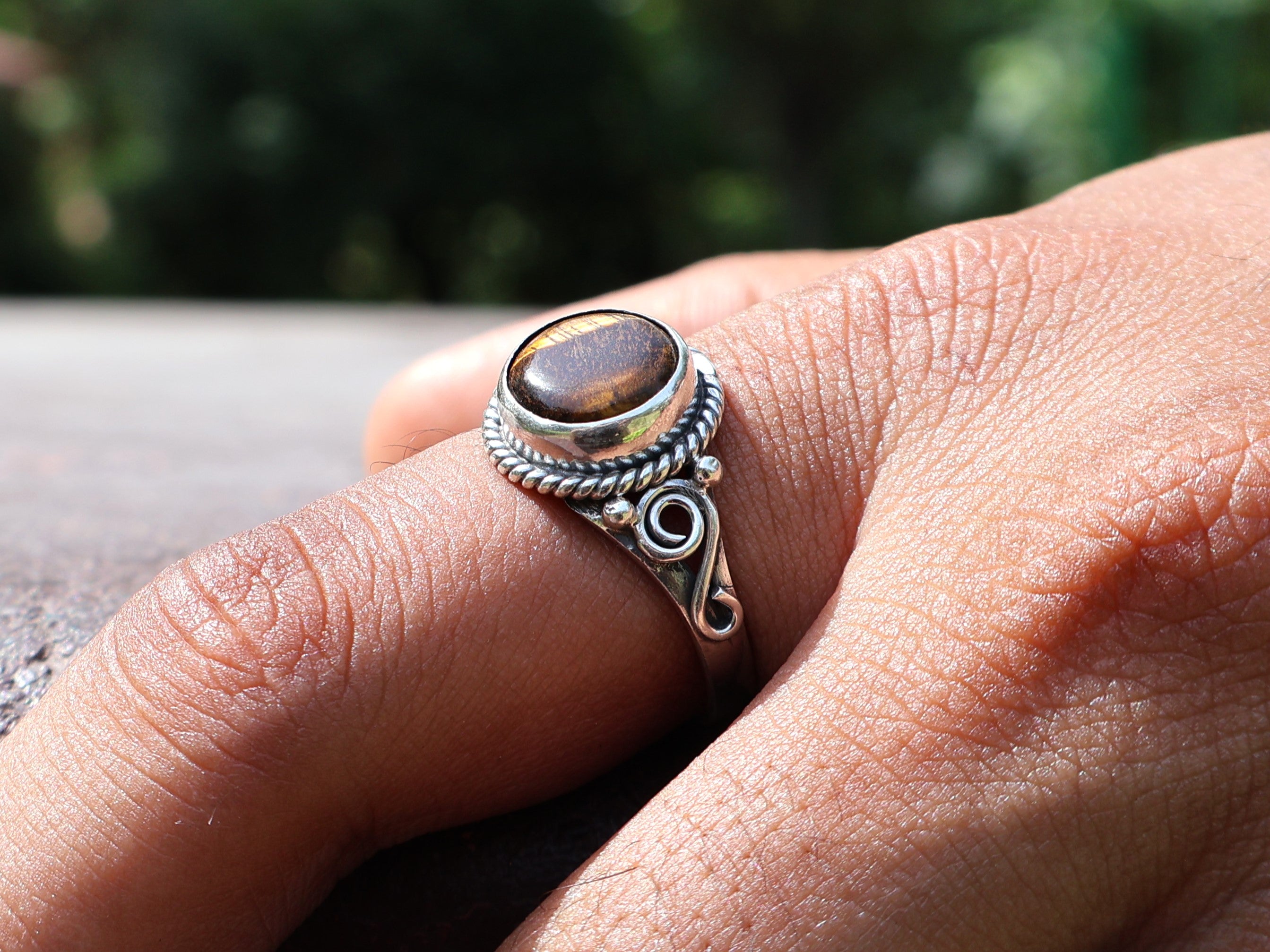 Natur Tigerauge Ring 925 Sterling Silber Ring Damen Ring Böhmischer Ring Zigeuner Ring Geschenk für Sie