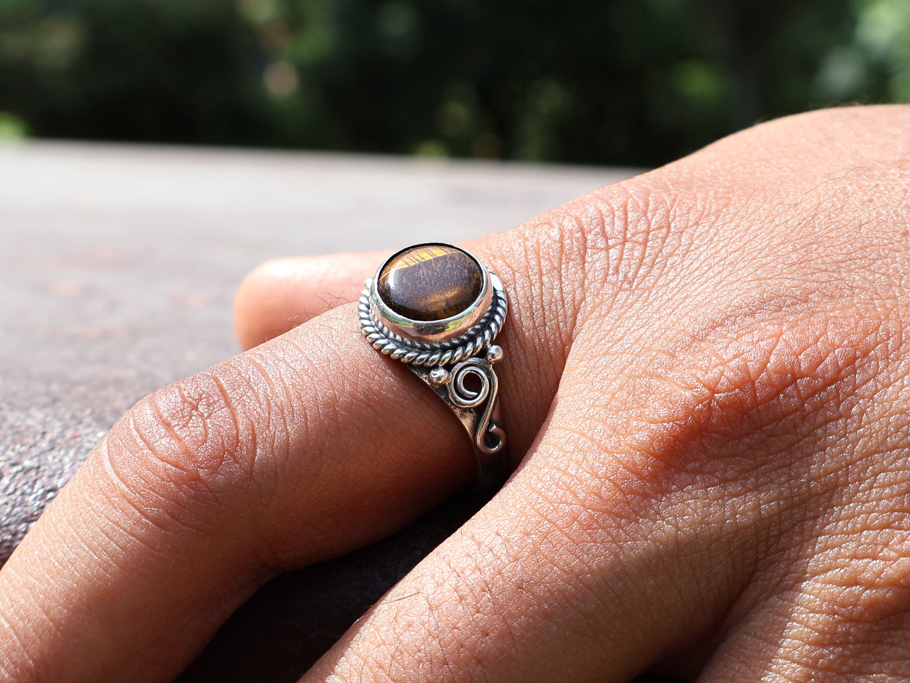 Natur Tigerauge Ring 925 Sterling Silber Ring Damen Ring Böhmischer Ring Zigeuner Ring Geschenk für Sie