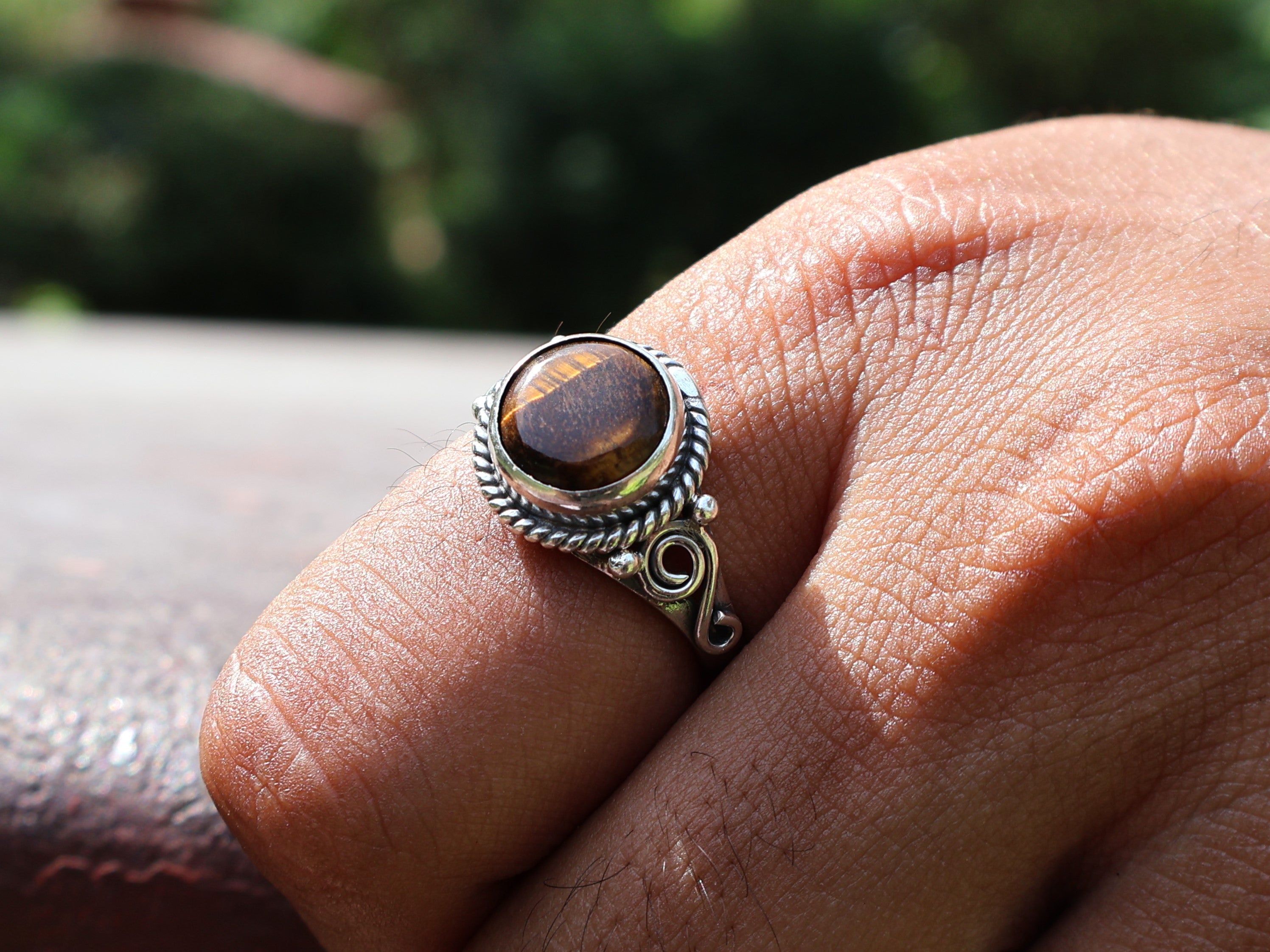Natur Tigerauge Ring 925 Sterling Silber Ring Damen Ring Böhmischer Ring Zigeuner Ring Geschenk für Sie