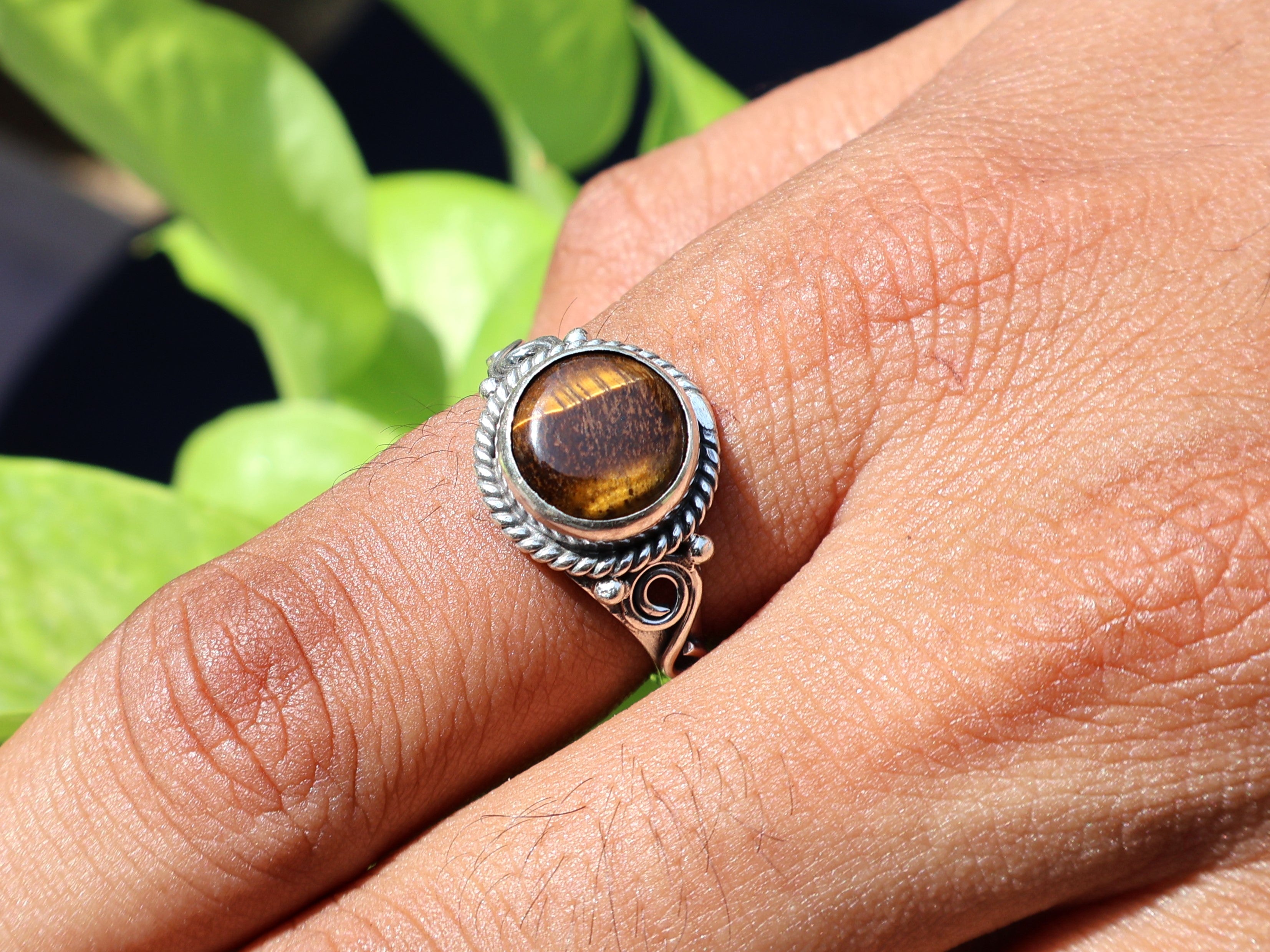 Natur Tigerauge Ring 925 Sterling Silber Ring Damen Ring Böhmischer Ring Zigeuner Ring Geschenk für Sie