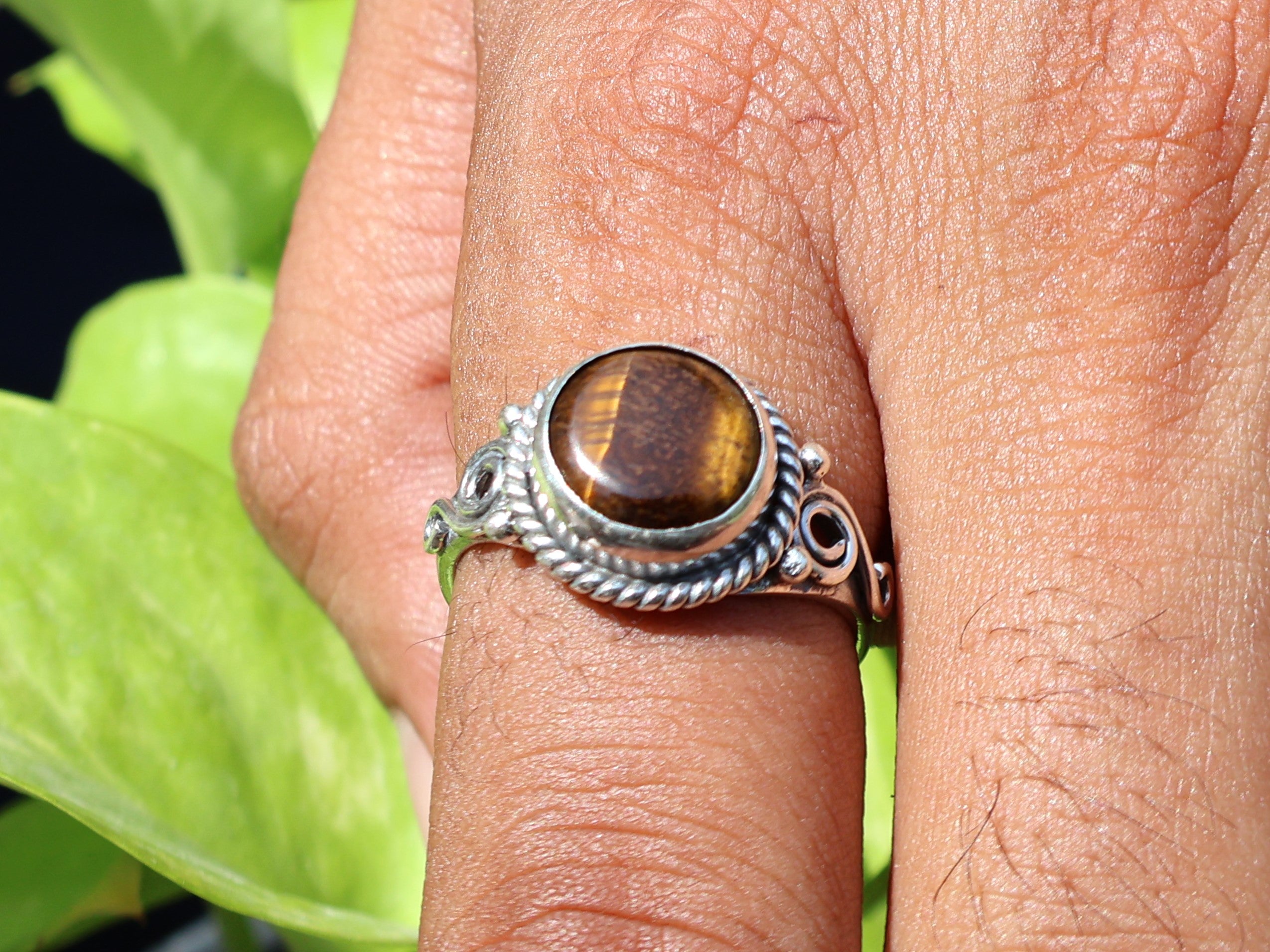 Natur Tigerauge Ring 925 Sterling Silber Ring Damen Ring Böhmischer Ring Zigeuner Ring Geschenk für Sie