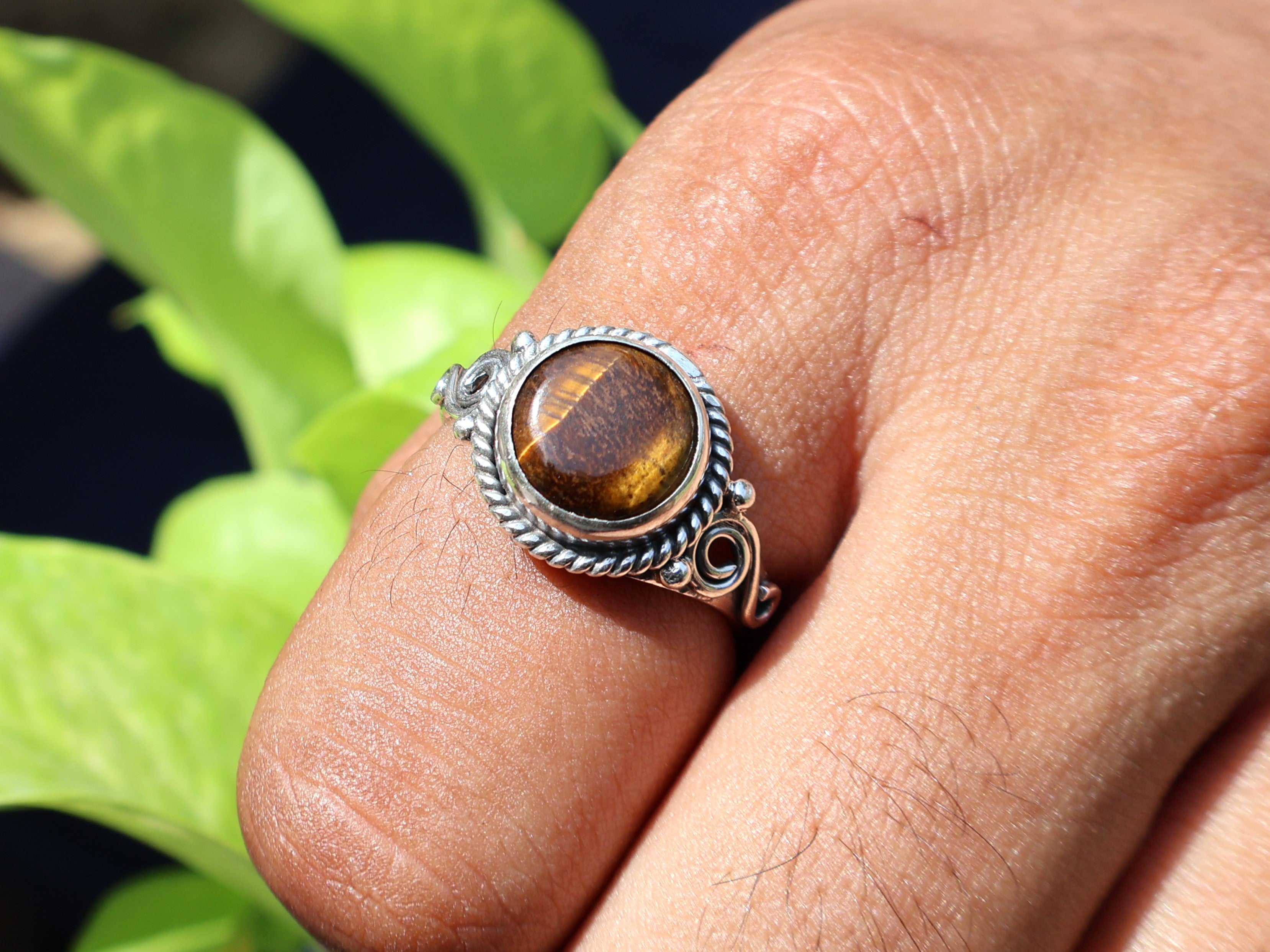 Natur Tigerauge Ring 925 Sterling Silber Ring Damen Ring Böhmischer Ring Zigeuner Ring Geschenk für Sie