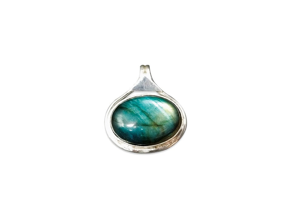 Labradorit Anhänger 925 Sterling Silber Anhänger Natur Edelstein Labradorit Stein Blauer Feuerstein 925 Silber Boho Anhänger Oval