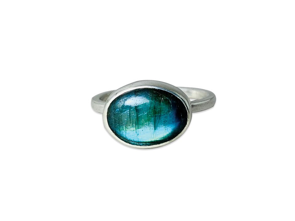 Blauer Labradorit Ring 925 Silberring Handgemachter Ovaler Edelsteinring Geburtssteinring Schlichter Ring Geschenk Für Sie
