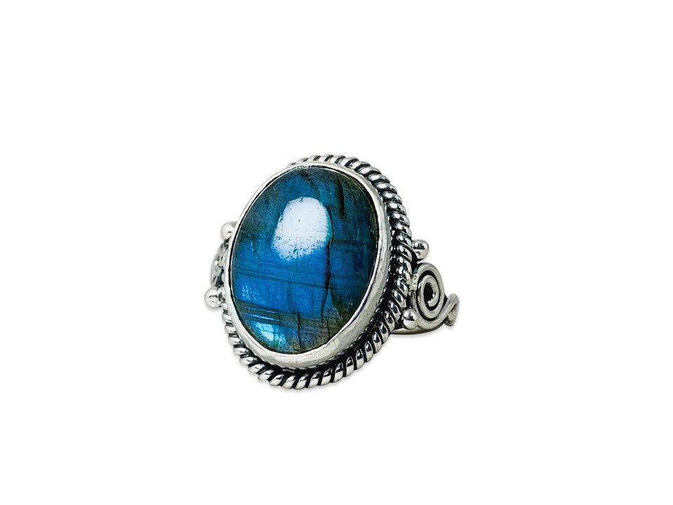 Echter Edelsteinring Labradorit Ring 925 Silber Ring Handgemachter Ovaler Edelstein Geburtssteinring Geschenk für Sie