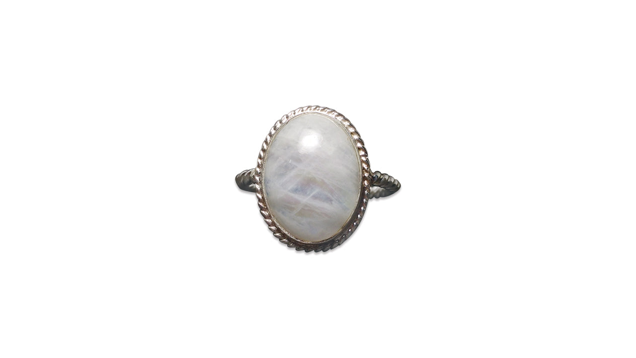 Handgefertigter ovaler Mondsteinring 925 Sterling Silber Juni Geburtsstein Damenring Ovale Form Stein Weißer Stein Schmuck