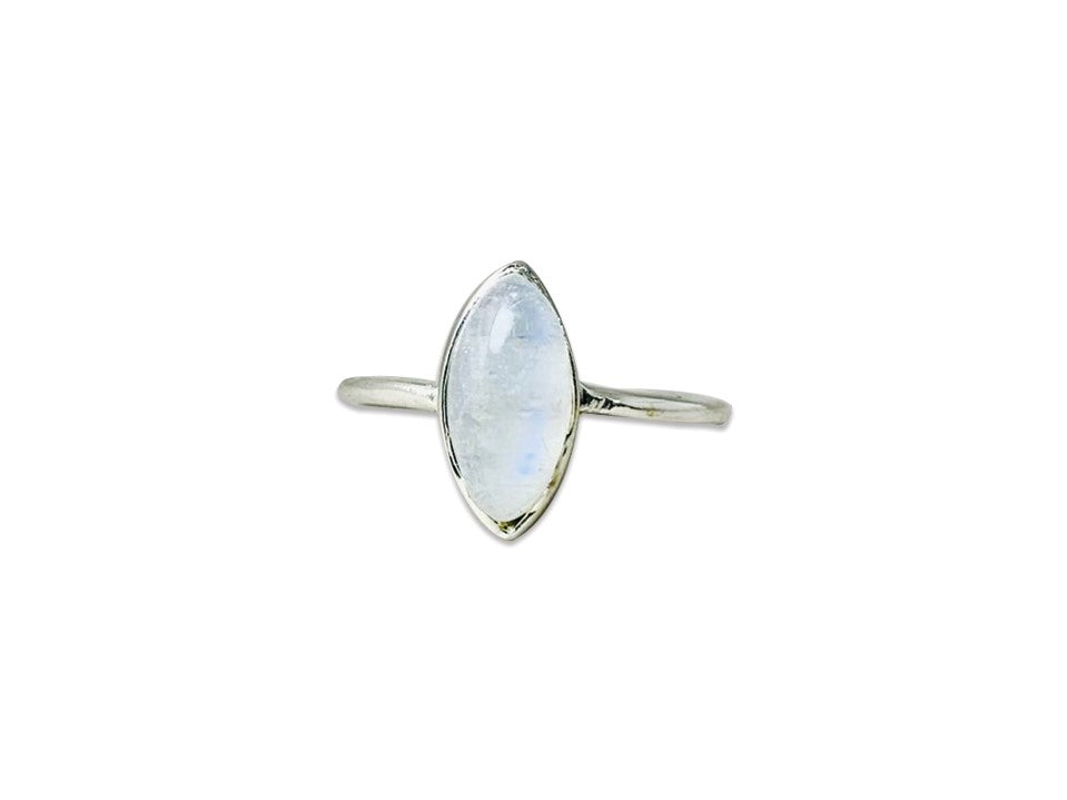 Natürlicher blauer Feuer-Mondsteinring Handgemachter böhmischer Ring Marquise-Form Mondstein Alltagsring Geschenk für sie 925 Sterling Silber
