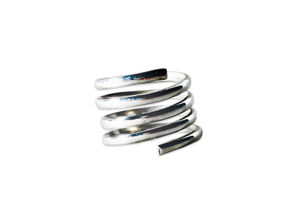 Verstellbarer silberner Spiralring für Damen Feiner Ring 925er Sterlingsilber Ring Geschenkring für sie