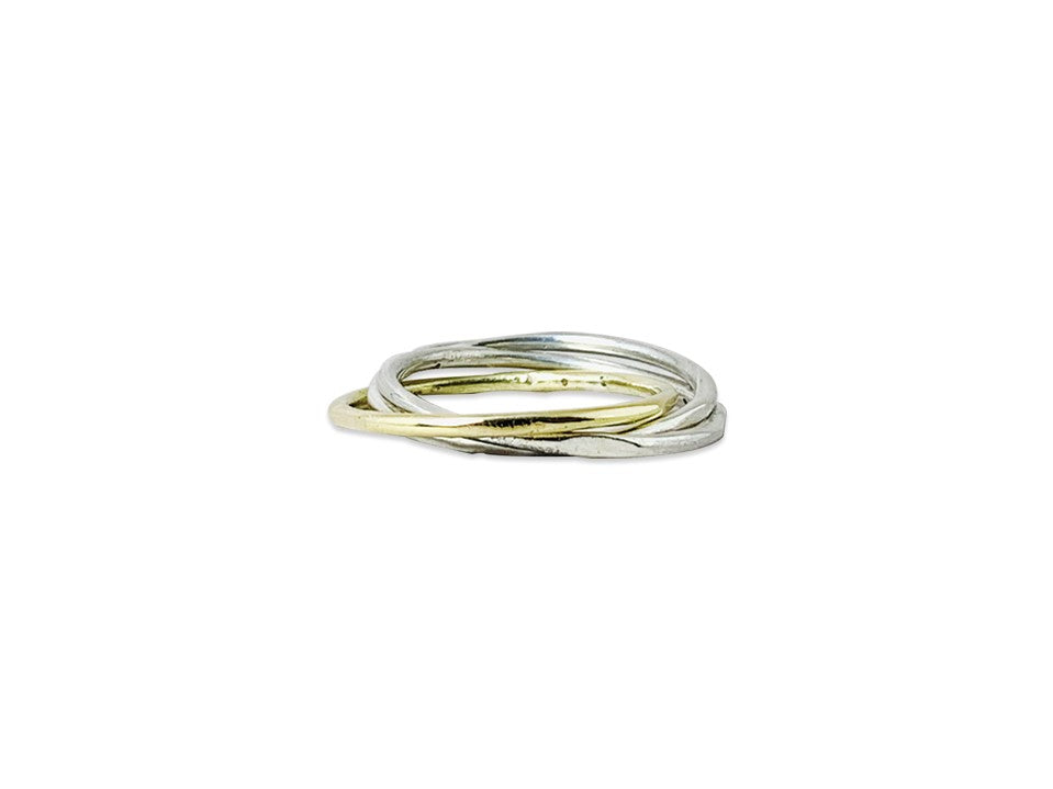 Mehrfachbandring Silber, Rolling Ring, 925er Sterlingsilber, Dreifacher Ringsatz, Fidget Ring, Silber Spiralring, Gehämmerter Ring