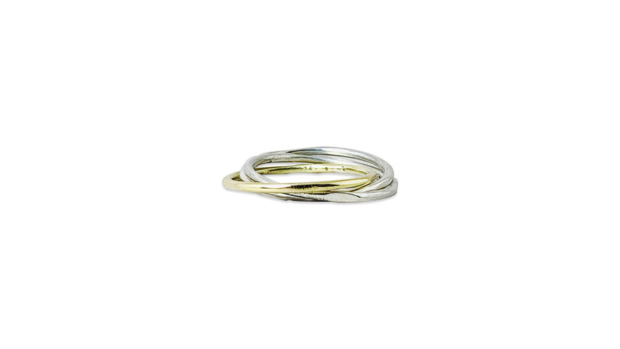 Mehrfachbandring Silber, Rolling Ring, 925er Sterlingsilber, Dreifacher Ringsatz, Fidget Ring, Silber Spiralring, Gehämmerter Ring