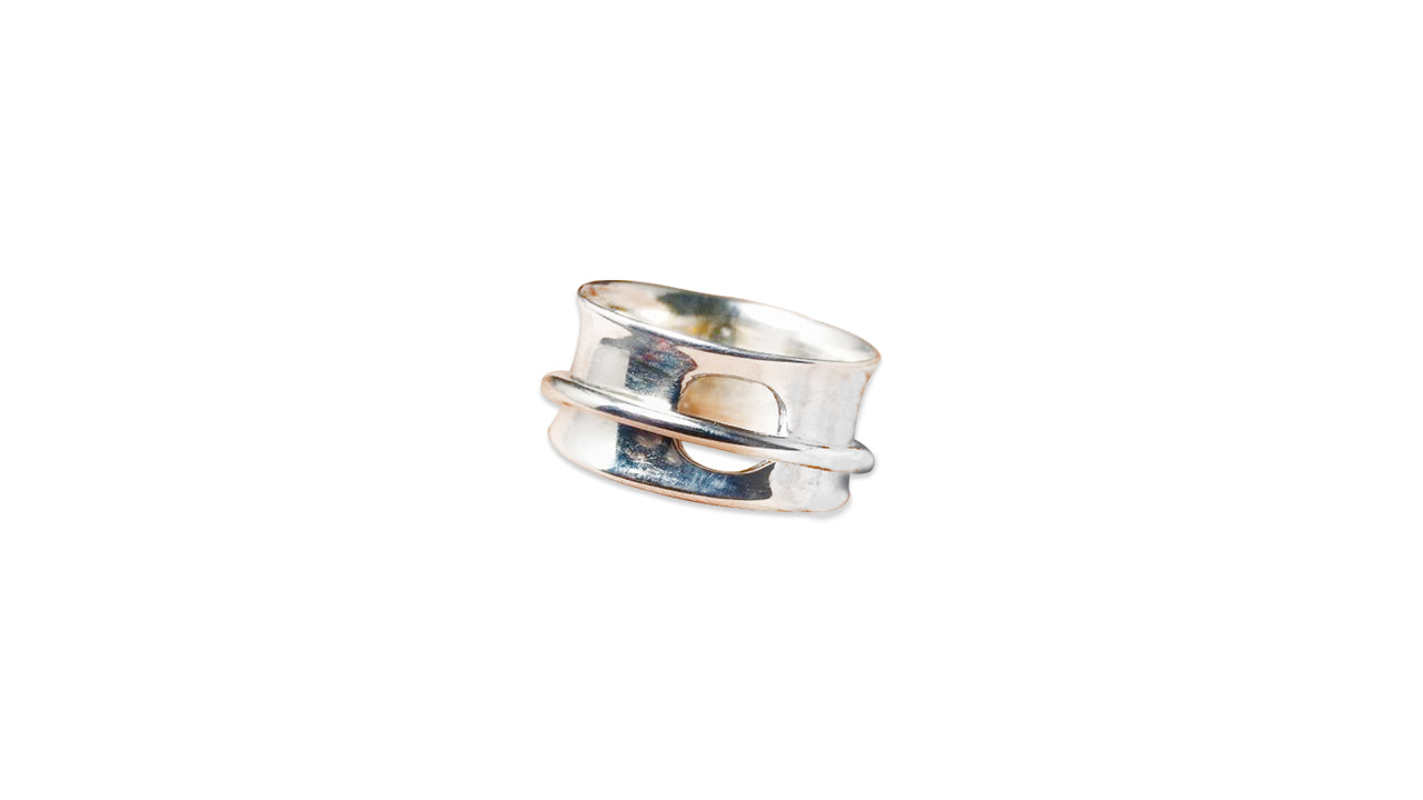 Spinner-Ring 925er Sterling Silber Ring Meditationsring Sorgenring Silberband Ring Fidget-Ring