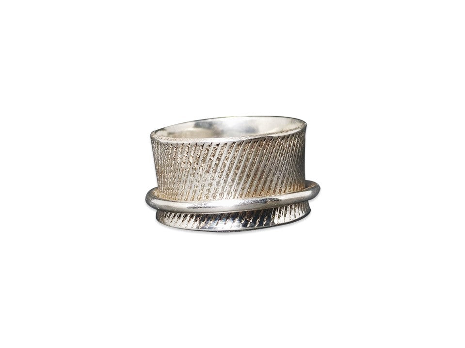 Spinner-Ring Breiter Bandring Silberring 925 Statement-Ring Handgefertigter Ring