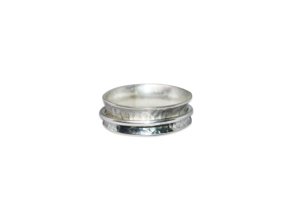 Gehämmerter Spinner-Bandring 925 Sterling Silber Fidget Sorgenring Meditationsring Geschenkring