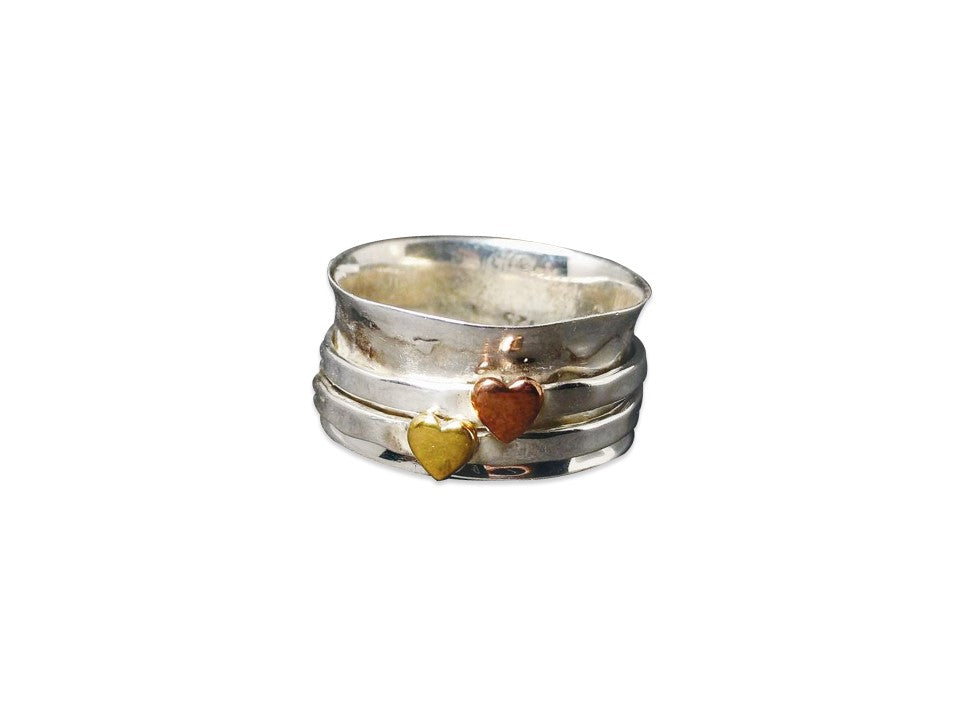 Spinner Herzring 925 Sterlingsilber Handgemachter Ring Daumenring Zierlicher Bandring Bohemian Ring