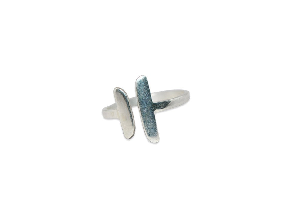 Doppelter Stabring 925 Sterling Silberring Verstellbarer Ring Stapelring Zarter Ring Handgemachter Ring