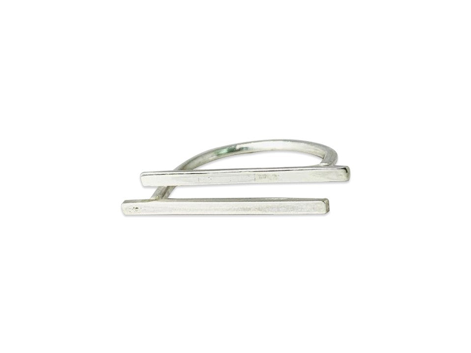 Doppelter Stab Ring Langer Silberner Stab Ring 925 Sterling Silber Zarter Ring Parallel Ring Geometrischer Ring Moderner Ring Geschenkring
