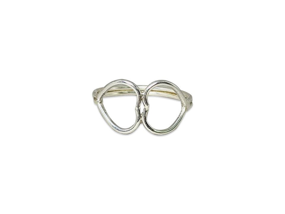 Doppelherz-Ring 925 Silber Handgemachter Offener Herz Statement Ring Minimalistischer Schmuck Geschenk für Sie Geschenkideen Yoga Ring