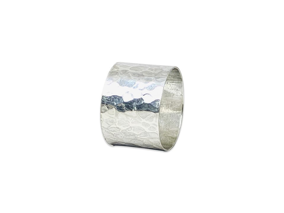 Gehämmerter Bandring 925er Silberring Breiter gehämmerter Sterlingsilberring Unisex-Ring Statement-Ring