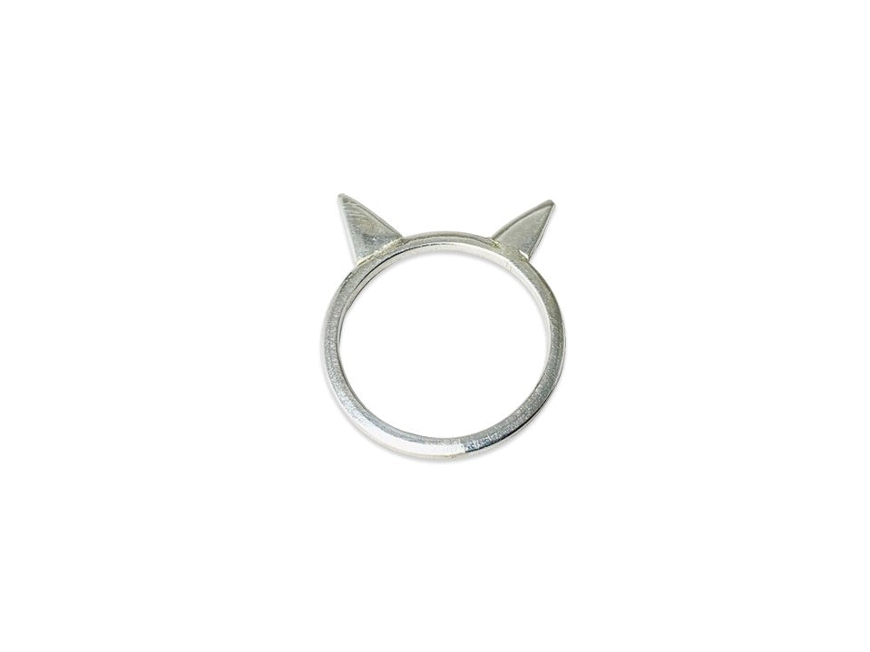 Silber Katzenohren Ring 925 Sterling Silber Katzenliebhaber Handgefertigter Stapelring Geschenkring