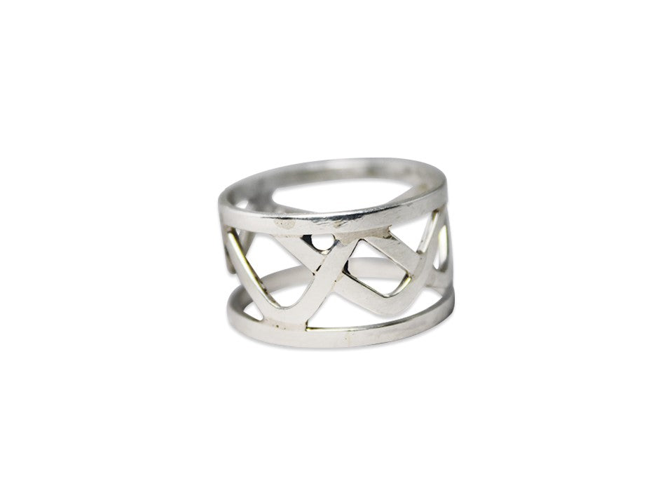 Doppelter Bandring 925 Sterling Silber Wellenring Statement Silberring Alltagsring Damenring