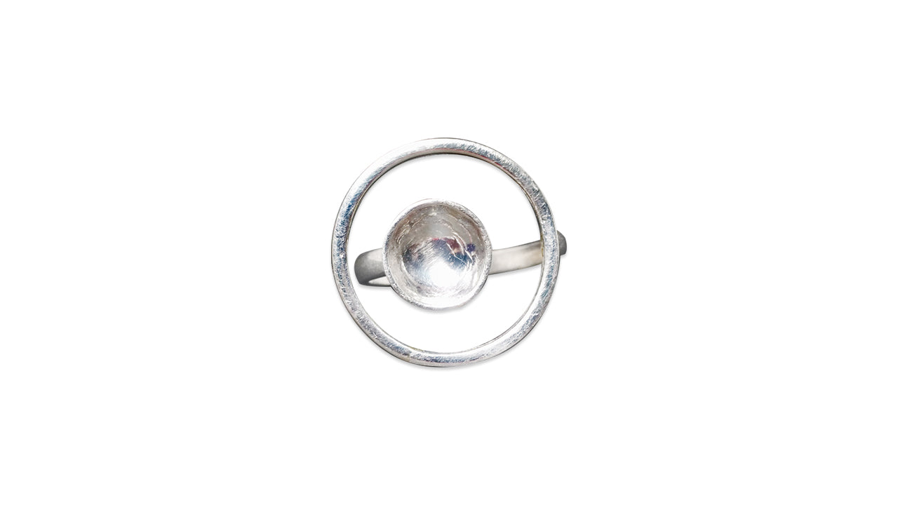 Silberner Kreisring 925 Sterlingsilber Runder Scheibenring für Damen Einzigartiger Ring Geschenk für Sie